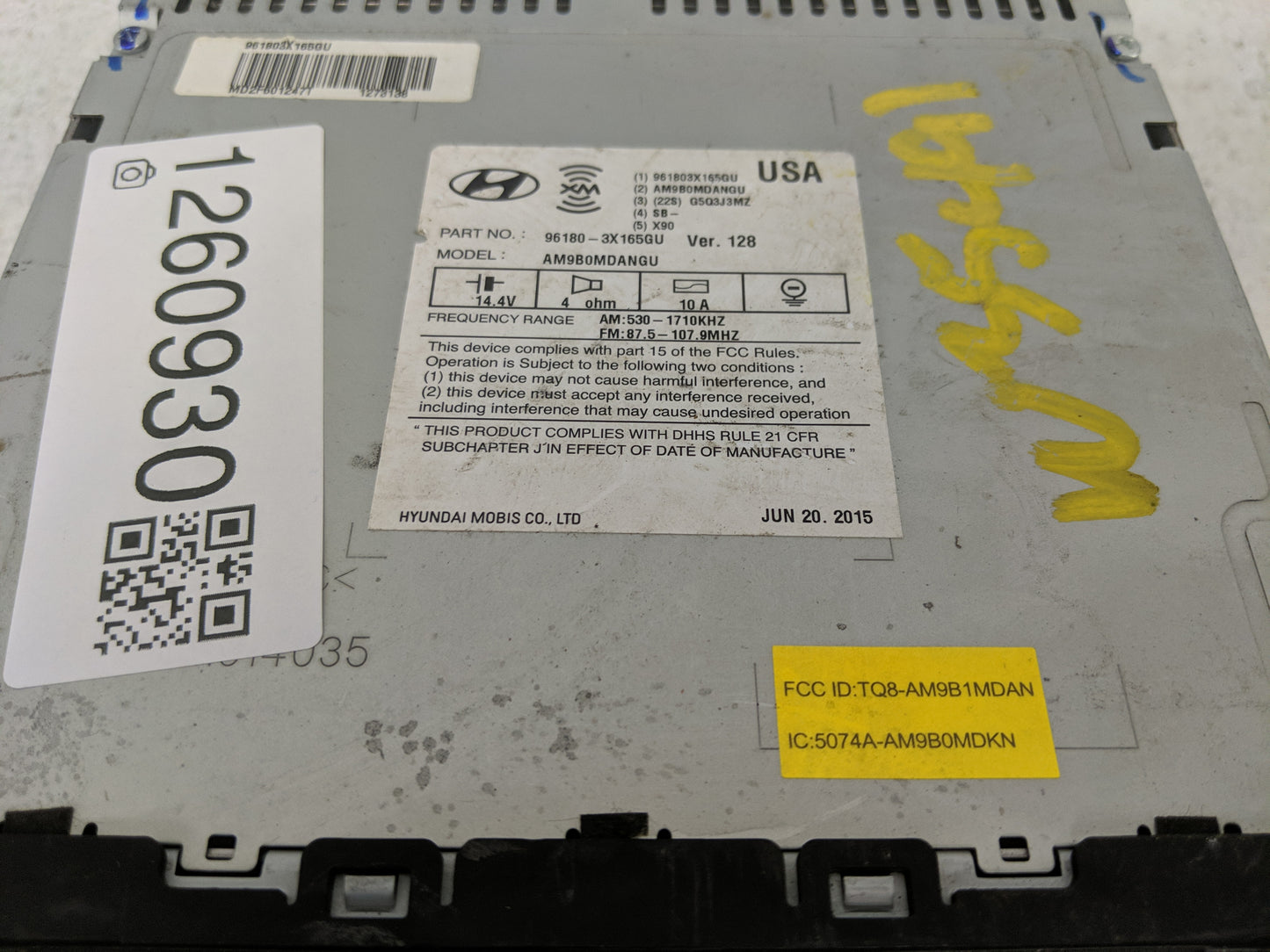 2014-2016 Hyundai Elantra Radio AM FM Cd Player Receiver Replacement P/N:96180-3X165GU Fits Fits 2014 2015 2016 OEM Used Aut