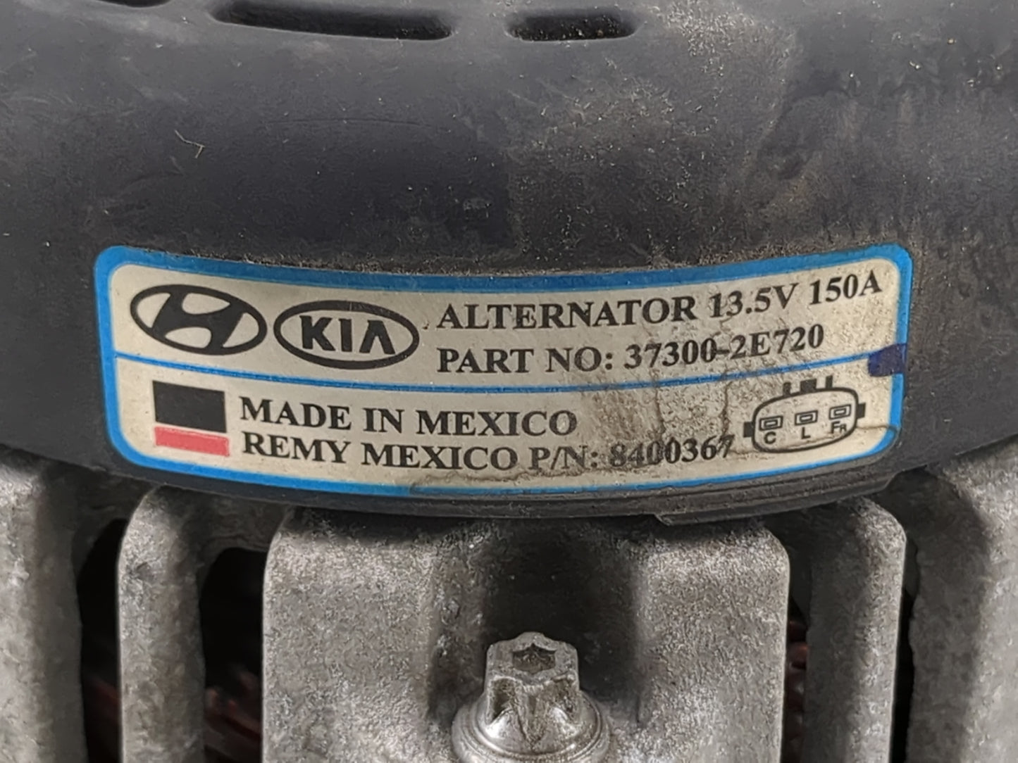 2016 Hyundai Elantra Alternator Replacement Generator Charging Assembly Engine OEM P/N:8400367 37300-2E720 Fits OEM Used Aut