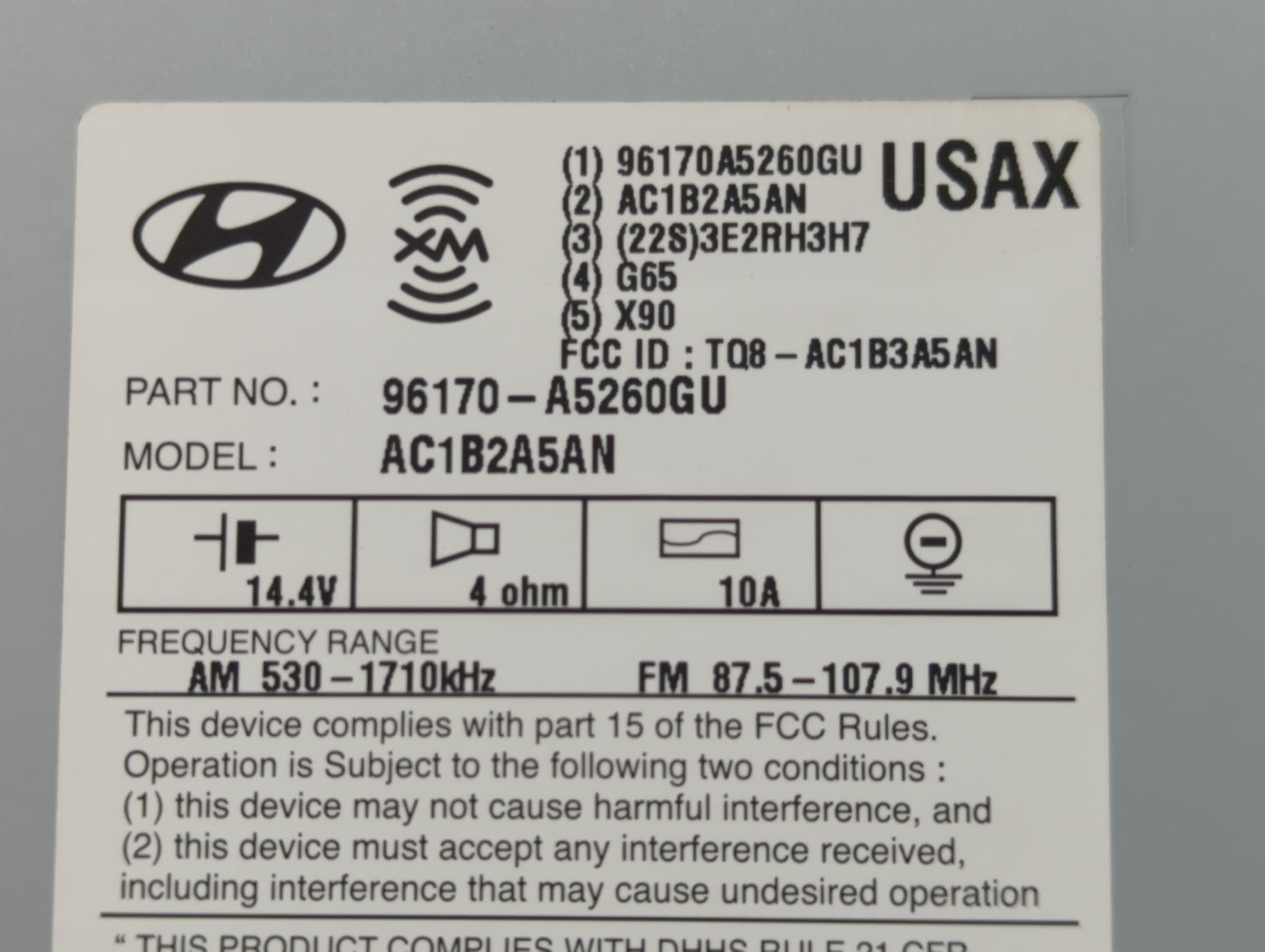 2016-2017 Hyundai Elantra Radio AM FM Cd Player Receiver Replacement P/N:96170-A5260GU Fits Fits 2016 2017 OEM Used Auto Par