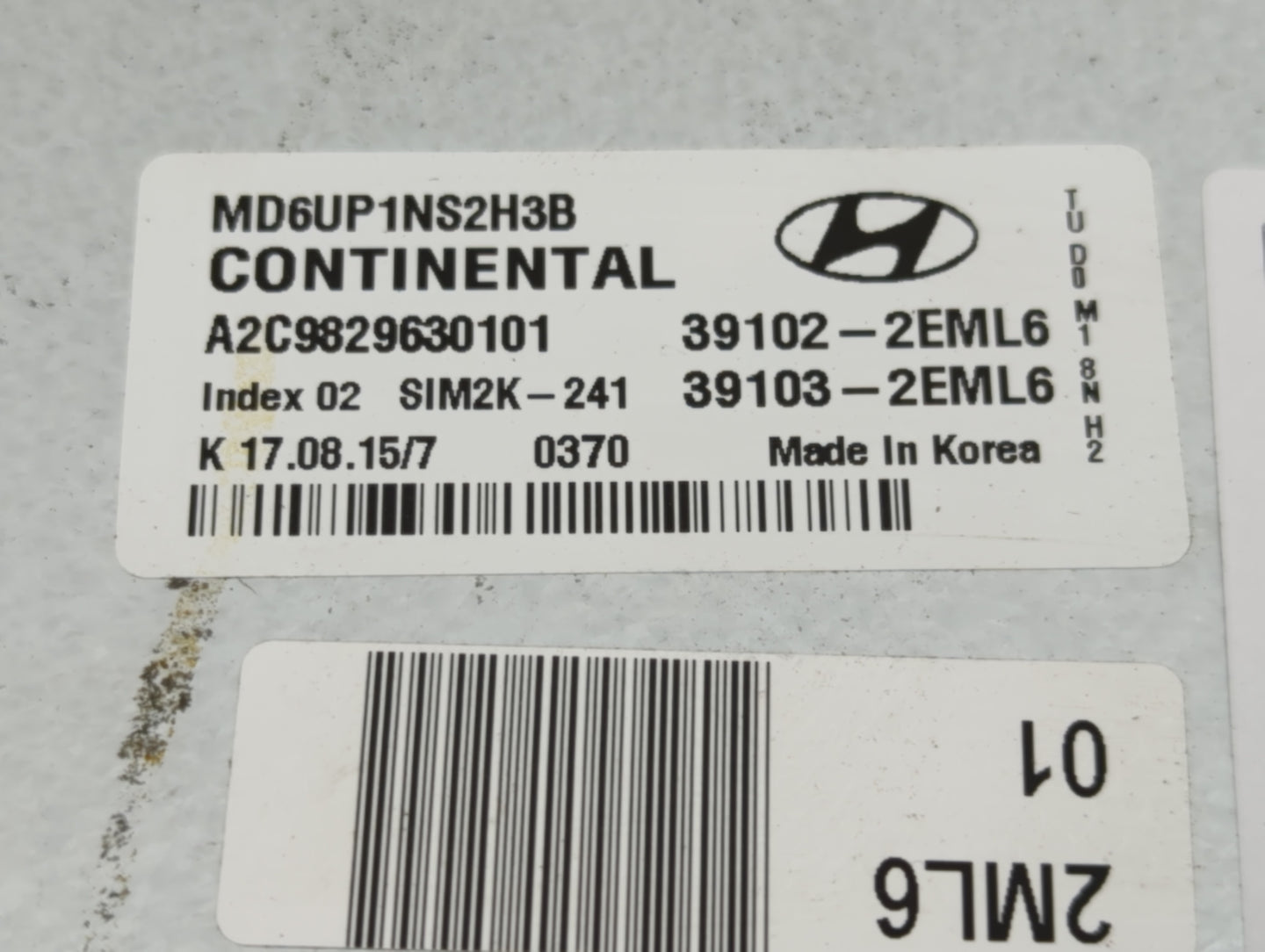 2014-2016 Hyundai Elantra PCM Engine Control Computer ECU ECM PCU OEM P/N:39103-2EML6 39102-2EML6 Fits Fits 2014 2015 2016 O