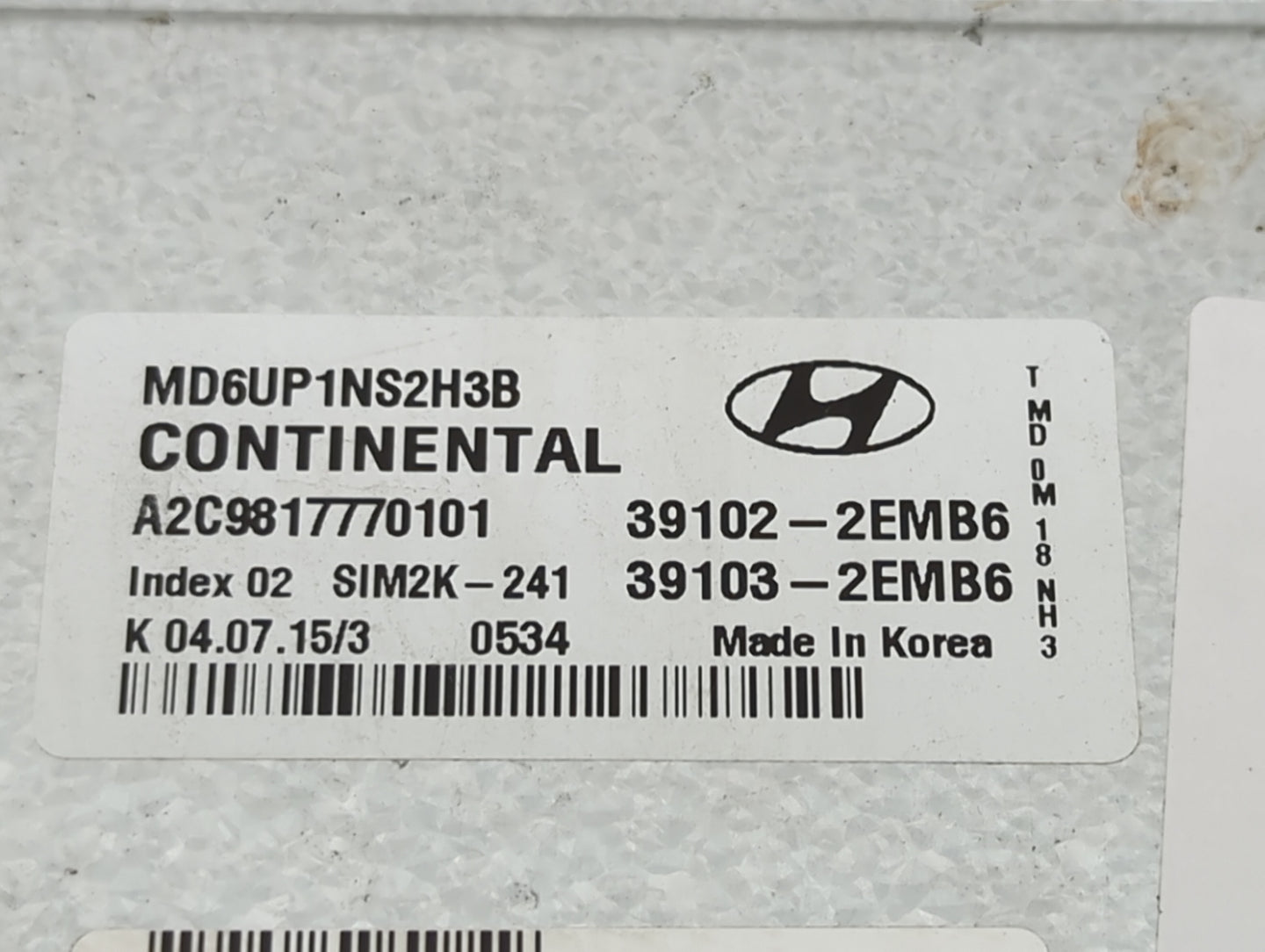 2014-2016 Hyundai Elantra PCM Engine Control Computer ECU ECM PCU OEM P/N:39102-2EMB6 39103-2EMB6 Fits Fits 2014 2015 2016 O