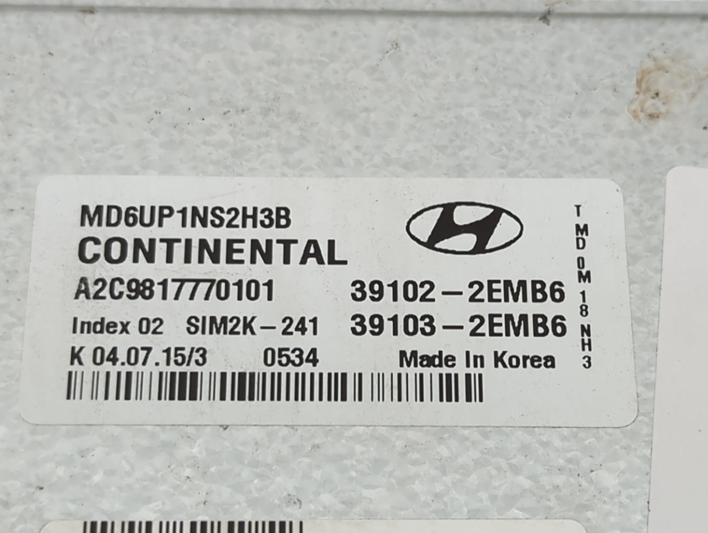 2014-2016 Hyundai Elantra PCM Engine Control Computer ECU ECM PCU OEM P/N:39102-2EMB6 39103-2EMB6 Fits Fits 2014 2015 2016 O