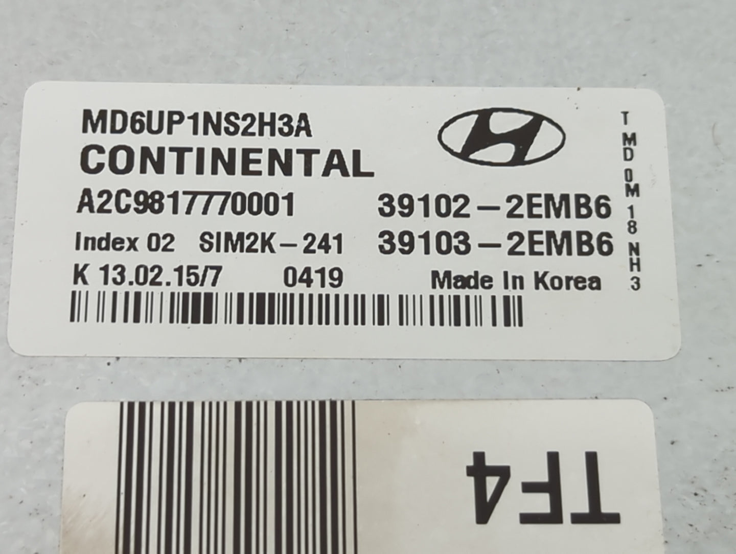 2014-2016 Hyundai Elantra PCM Engine Control Computer ECU ECM PCU OEM P/N:MD6UP1NS2H3A A2C9817770001 Fits Fits 2014 2015 201