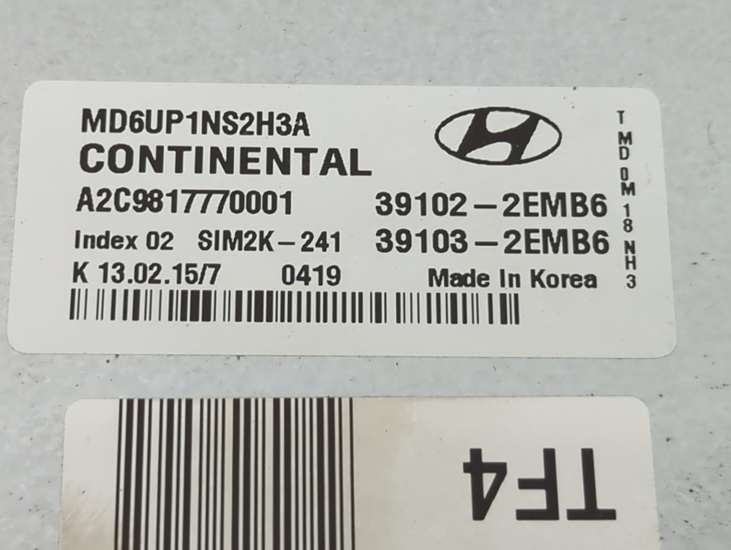 2014-2016 Hyundai Elantra PCM Engine Control Computer ECU ECM PCU OEM P/N:MD6UP1NS2H3A A2C9817770001 Fits Fits 2014 2015 201