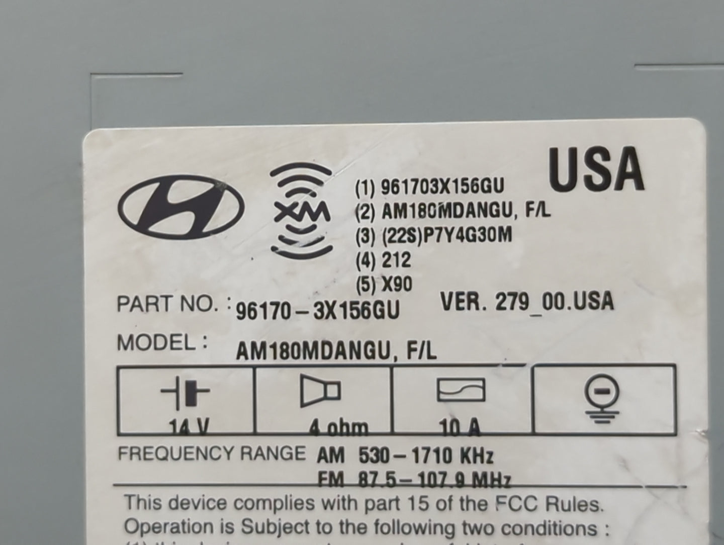 2014-2016 Hyundai Elantra Radio AM FM Cd Player Receiver Replacement P/N:96170-3X156GU Fits Fits 2014 2015 2016 OEM Used Aut