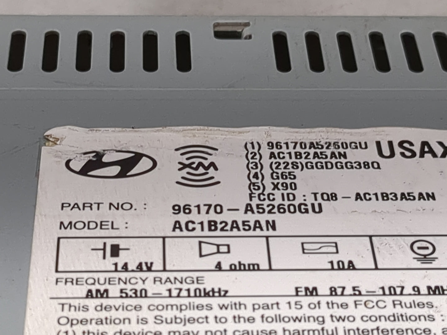 2016-2017 Hyundai Elantra Radio AM FM Cd Player Receiver Replacement P/N:96170-A5260GU AC1B2A5AN Fits Fits 2016 2017 OEM Use