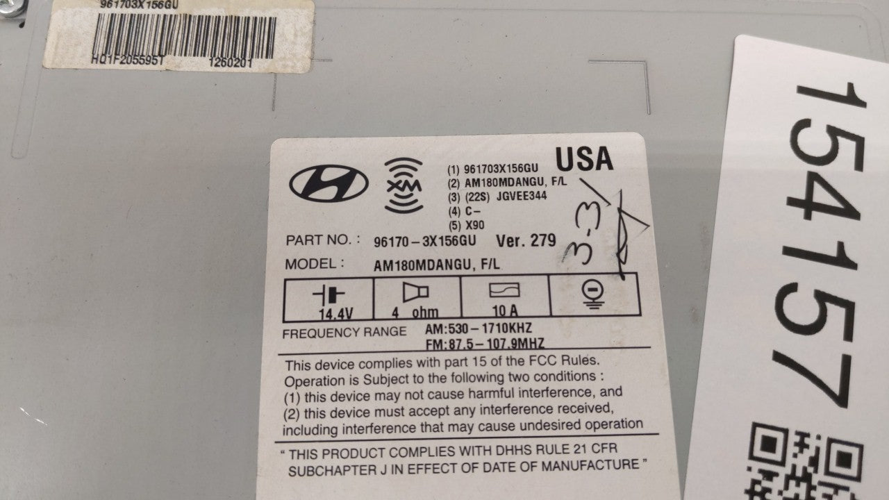 2014-2016 Hyundai Elantra Radio AM FM Cd Player Receiver Replacement P/N:96170-3X156GU Fits Fits 2014 2015 2016 OEM Used Aut