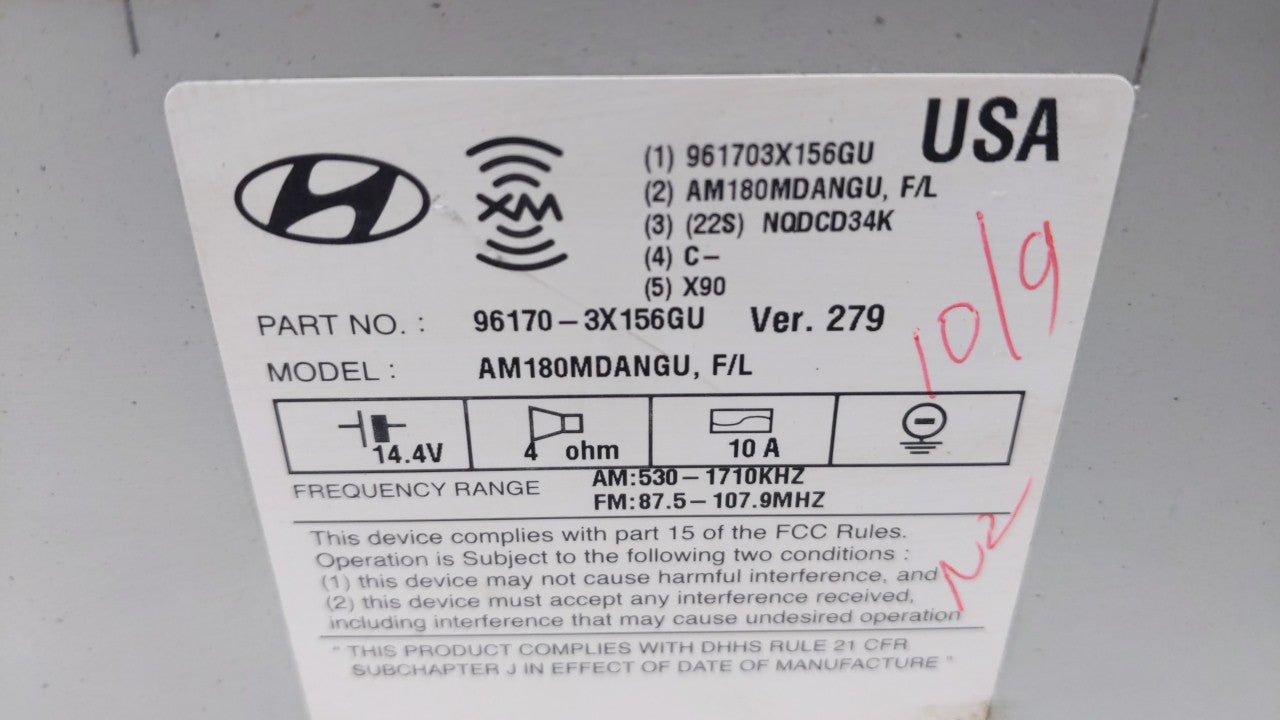 2014-2016 Hyundai Elantra Radio AM FM Cd Player Receiver Replacement P/N:961703X156GU 96170-3X156GU Fits Fits 2014 2015 2016