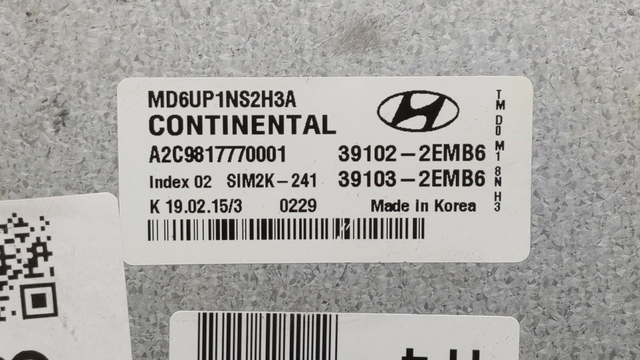 2014-2016 Hyundai Elantra PCM Engine Control Computer ECU ECM PCU OEM P/N:39102-2EMB6 Fits Fits 2014 2015 2016 OEM Used Auto