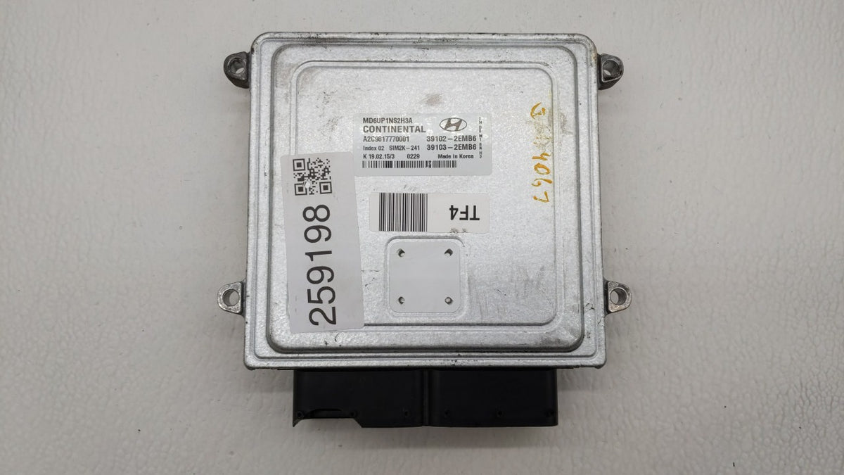 2014-2016 Hyundai Elantra PCM Engine Control Computer ECU ECM PCU OEM P/N:39102-2EMB6 Fits 2014 2015 2016 OEM Used Auto Part