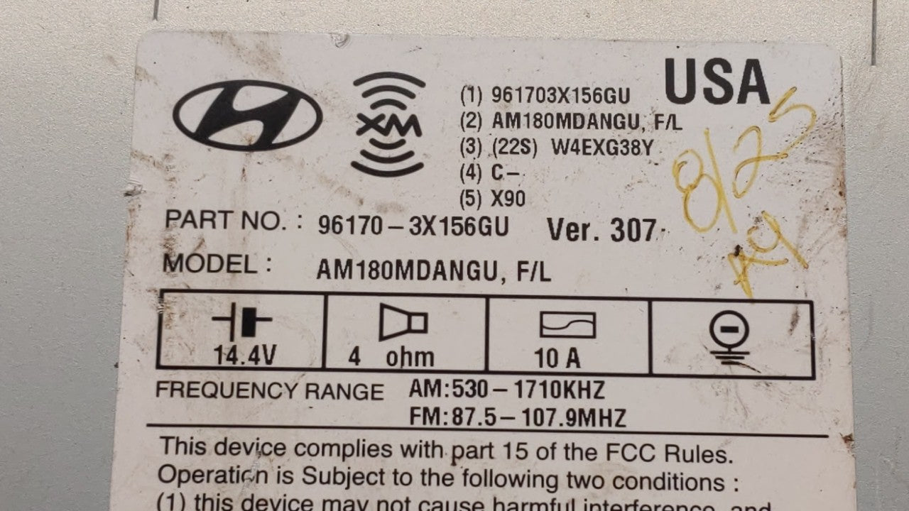 2014-2016 Hyundai Elantra Radio AM FM Cd Player Receiver Replacement P/N:96170-3X156GU Fits Fits 2014 2015 2016 OEM Used Aut