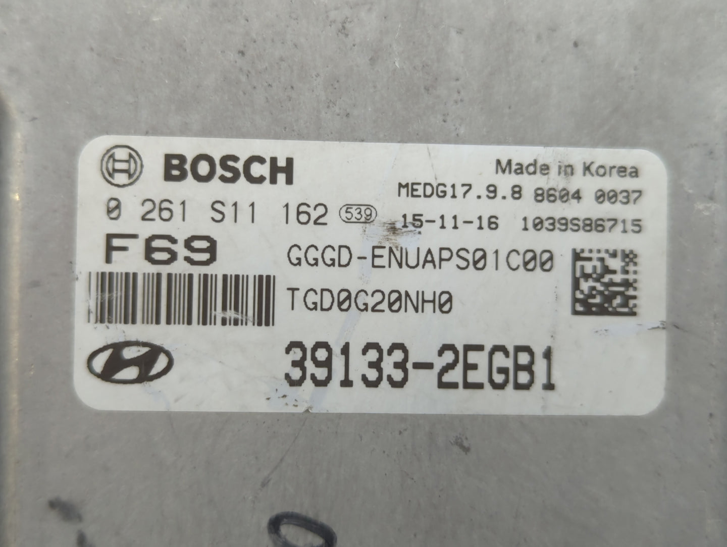 2016-2017 Hyundai Elantra PCM Engine Control Computer ECU ECM PCU OEM P/N:39133-2EGB1 Fits Fits 2016 2017 OEM Used Auto Part
