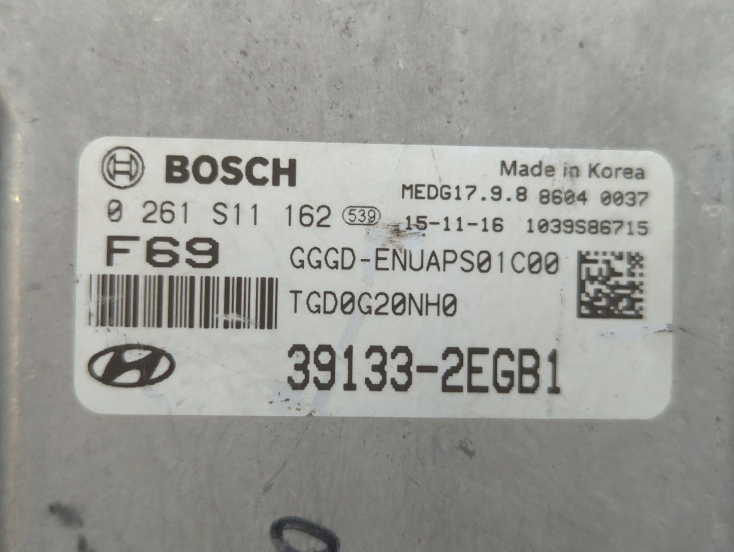 2016-2017 Hyundai Elantra PCM Engine Control Computer ECU ECM PCU OEM P/N:39133-2EGB1 Fits Fits 2016 2017 OEM Used Auto Part