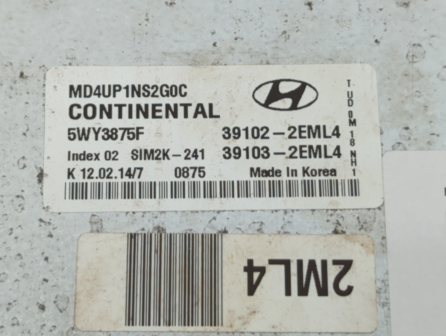 2014-2016 Hyundai Elantra PCM Engine Control Computer ECU ECM PCU OEM P/N:39103-2EML4 39102-2EML4 Fits Fits 2014 2015 2016 O