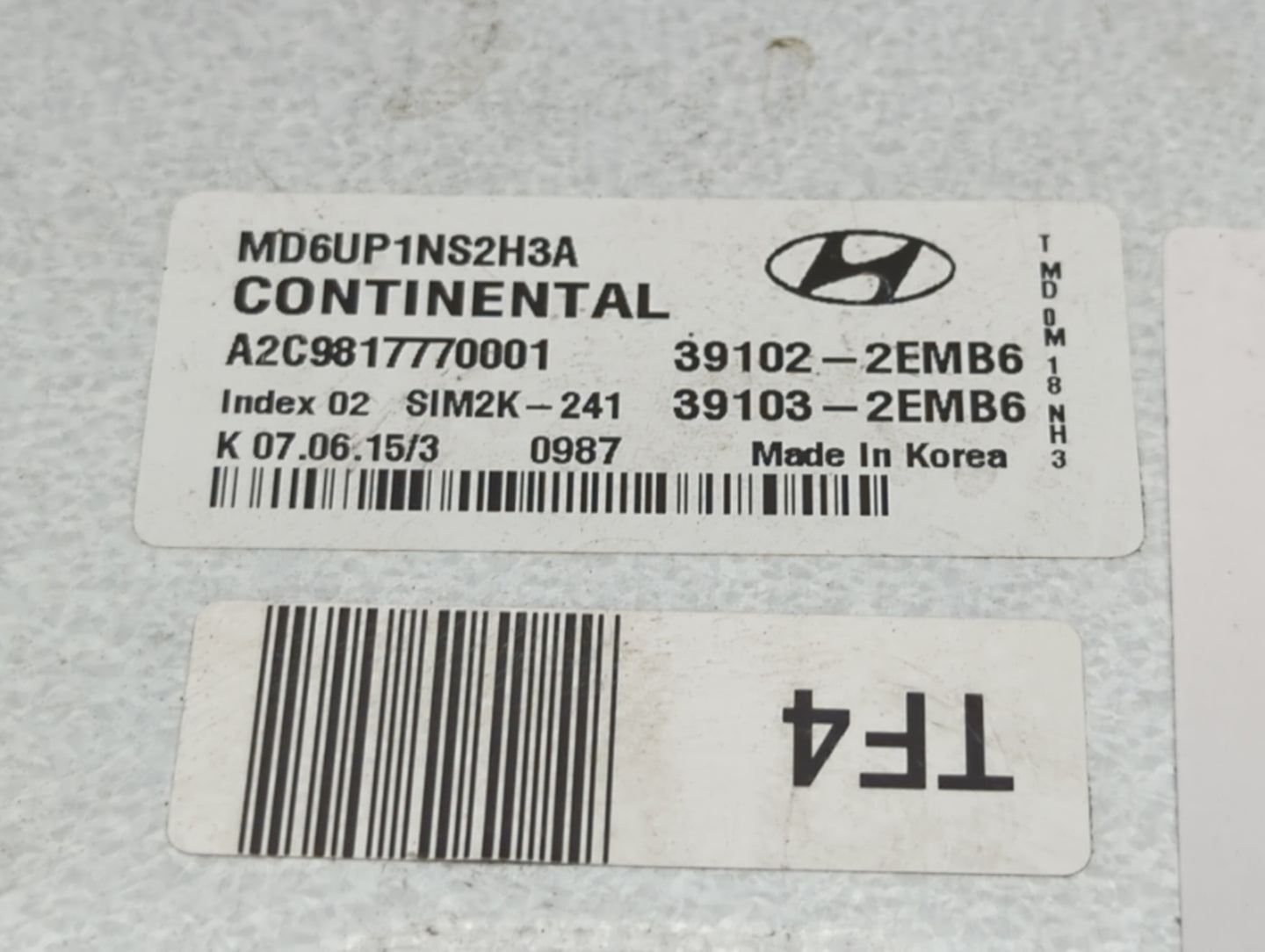 2014-2016 Hyundai Elantra PCM Engine Control Computer ECU ECM PCU OEM P/N:39103-2EMB6 39102-2EMB6 Fits Fits 2014 2015 2016 O