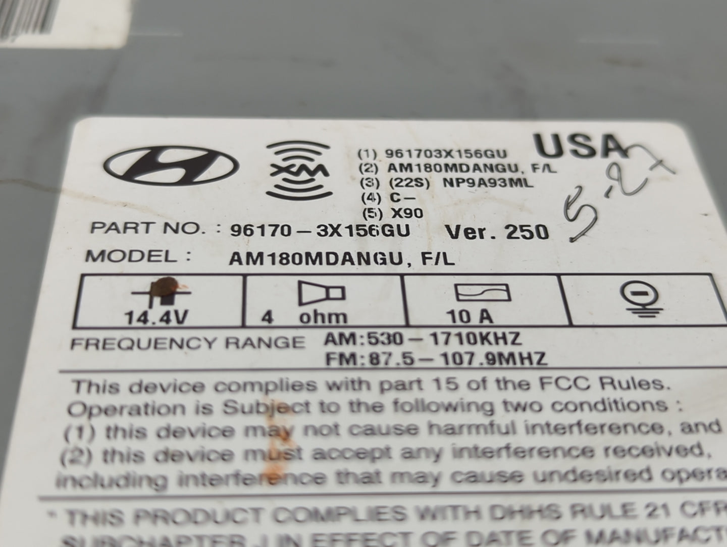 2014-2016 Hyundai Elantra Radio AM FM Cd Player Receiver Replacement P/N:96170-3X156GU Fits Fits 2014 2015 2016 OEM Used Aut