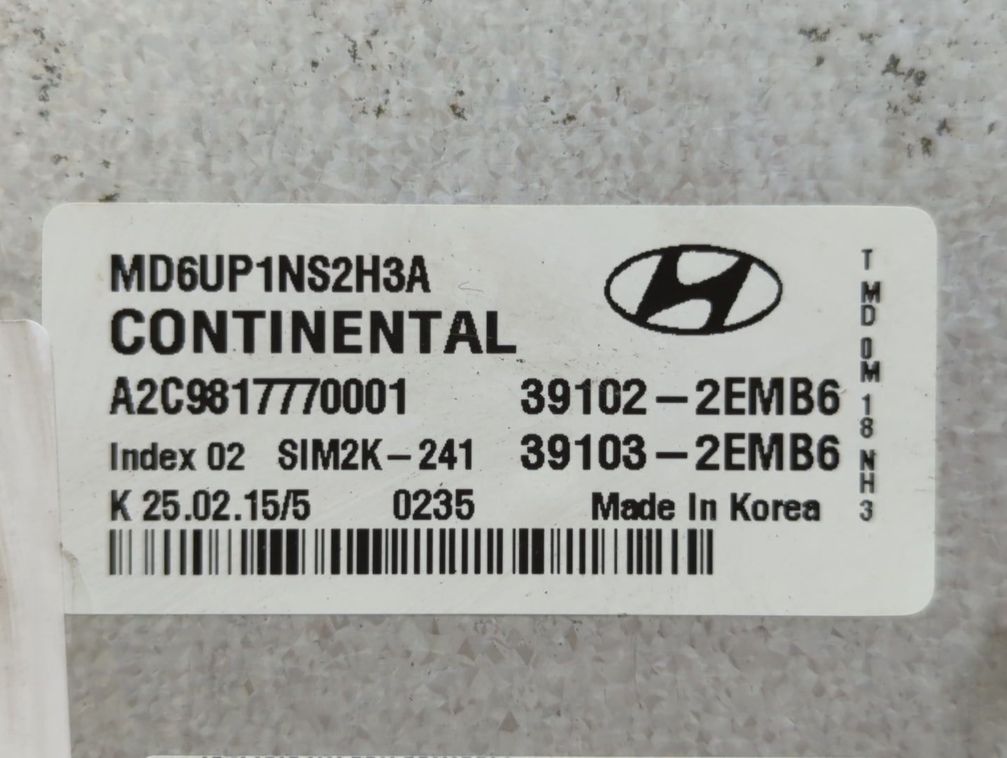 2014-2016 Hyundai Elantra PCM Engine Control Computer ECU ECM PCU OEM P/N:39102-2EMW5 39100-2EML6 Fits Fits 2014 2015 2016 O