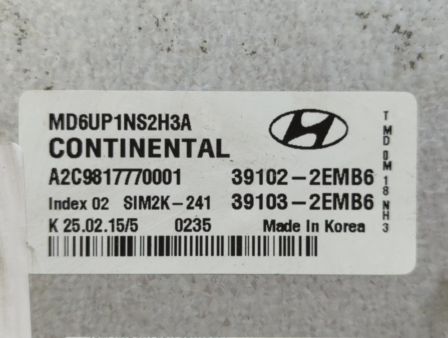 2014-2016 Hyundai Elantra PCM Engine Control Computer ECU ECM PCU OEM P/N:39102-2EMW5 39100-2EML6 Fits Fits 2014 2015 2016 O