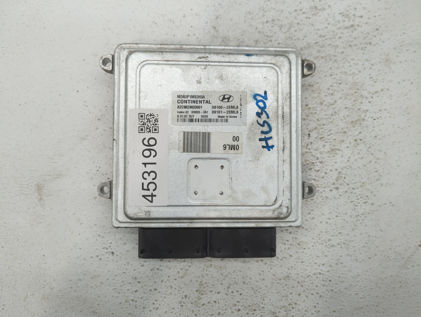 2014-2016 Hyundai Elantra PCM Engine Control Computer ECU ECM PCU OEM P/N:39101-2EML6 39100-2EML6 Fits Fits 2014 2015 2016 O