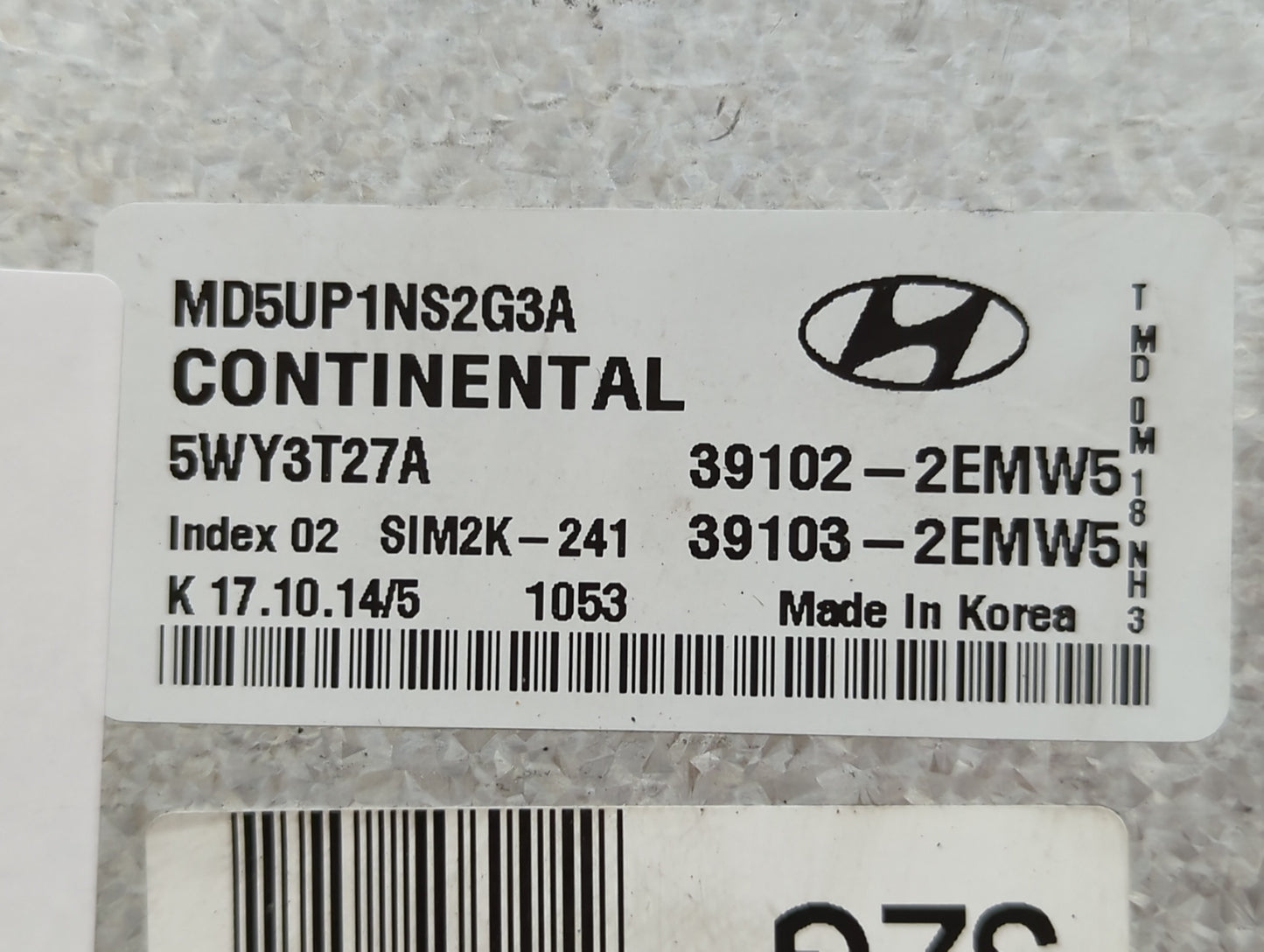 2014-2016 Hyundai Elantra PCM Engine Control Computer ECU ECM PCU OEM P/N:39103-2EMW5 39102-2EMW5 Fits Fits 2014 2015 2016 O