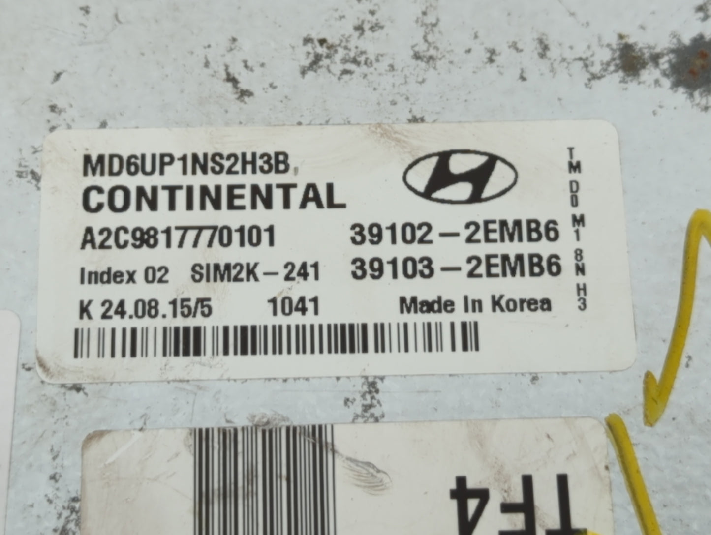 2014-2016 Hyundai Elantra PCM Engine Control Computer ECU ECM PCU OEM P/N:39103-2EMB6 39102-2EMB6 Fits Fits 2014 2015 2016 O