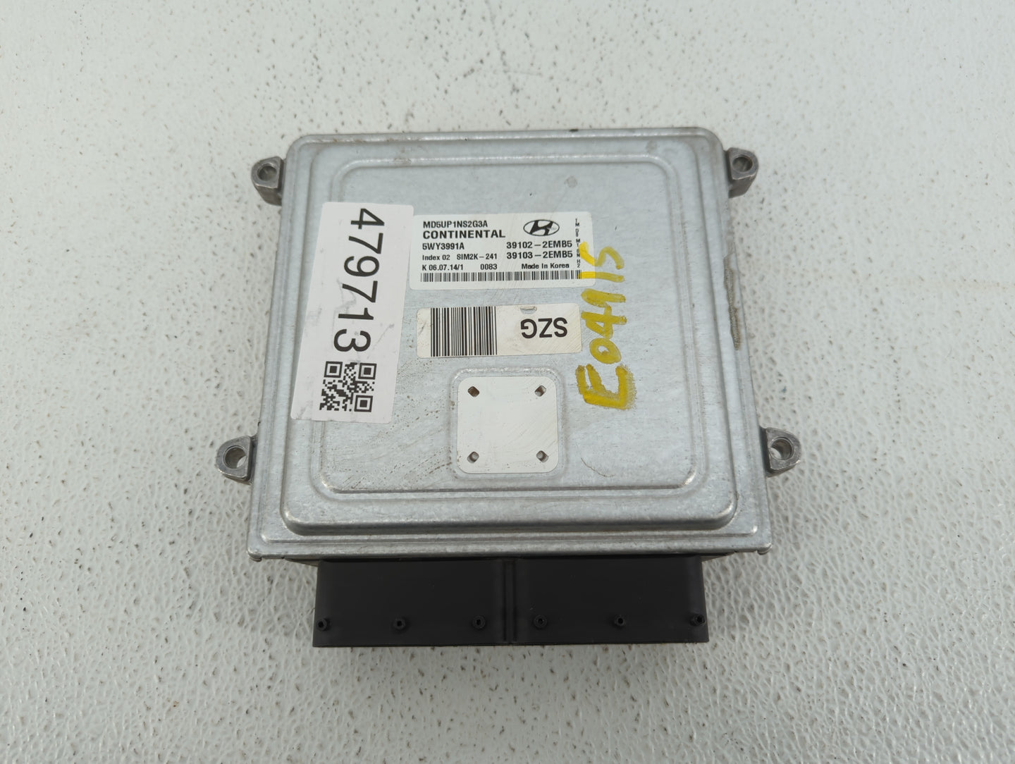 2014-2016 Hyundai Elantra PCM Engine Control Computer ECU ECM PCU OEM P/N:39103-2EMB5 39102-2EMB5 Fits Fits 2014 2015 2016 O