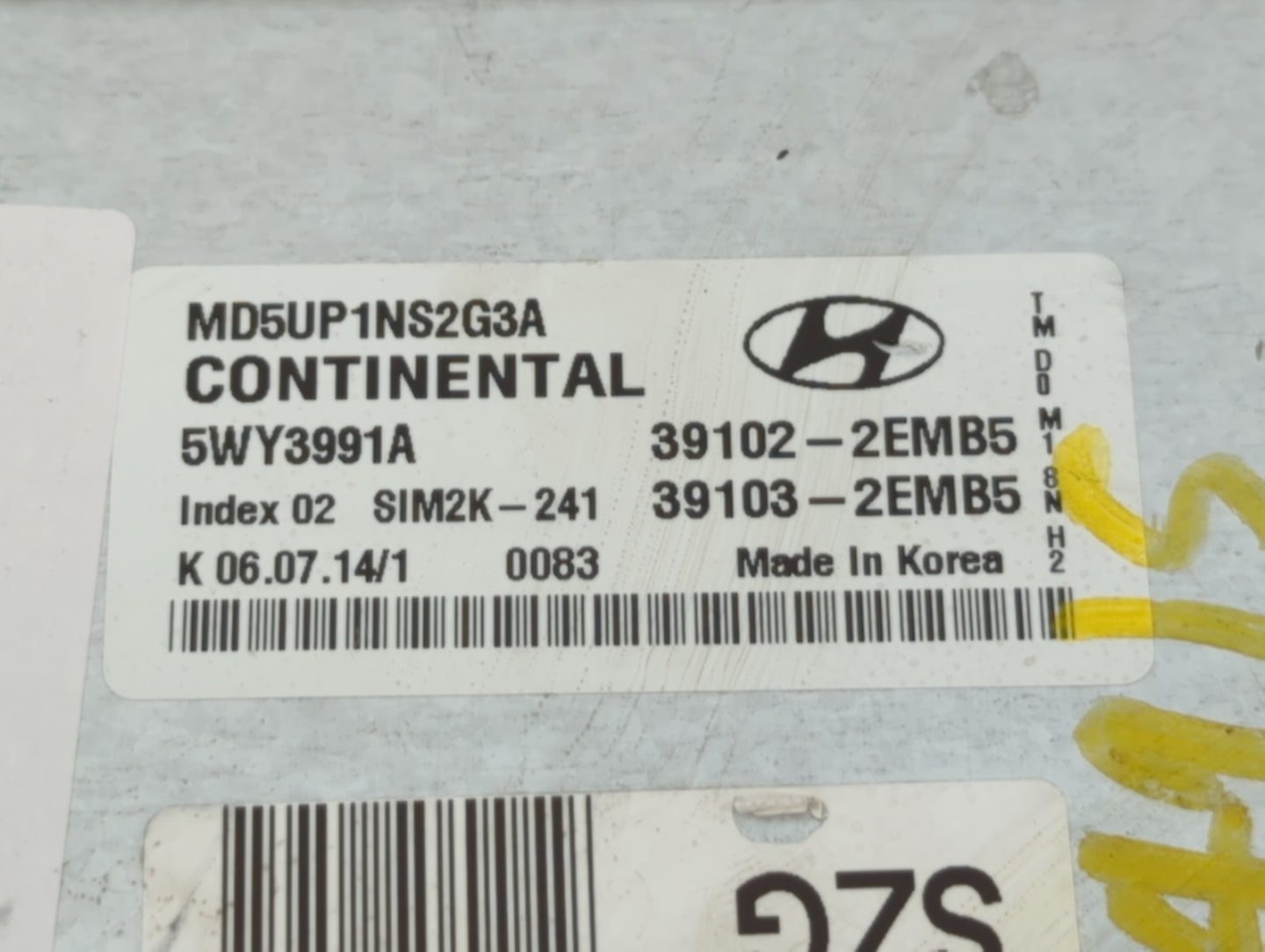 2014-2016 Hyundai Elantra PCM Engine Control Computer ECU ECM PCU OEM P/N:39103-2EMB5 39102-2EMB5 Fits Fits 2014 2015 2016 O
