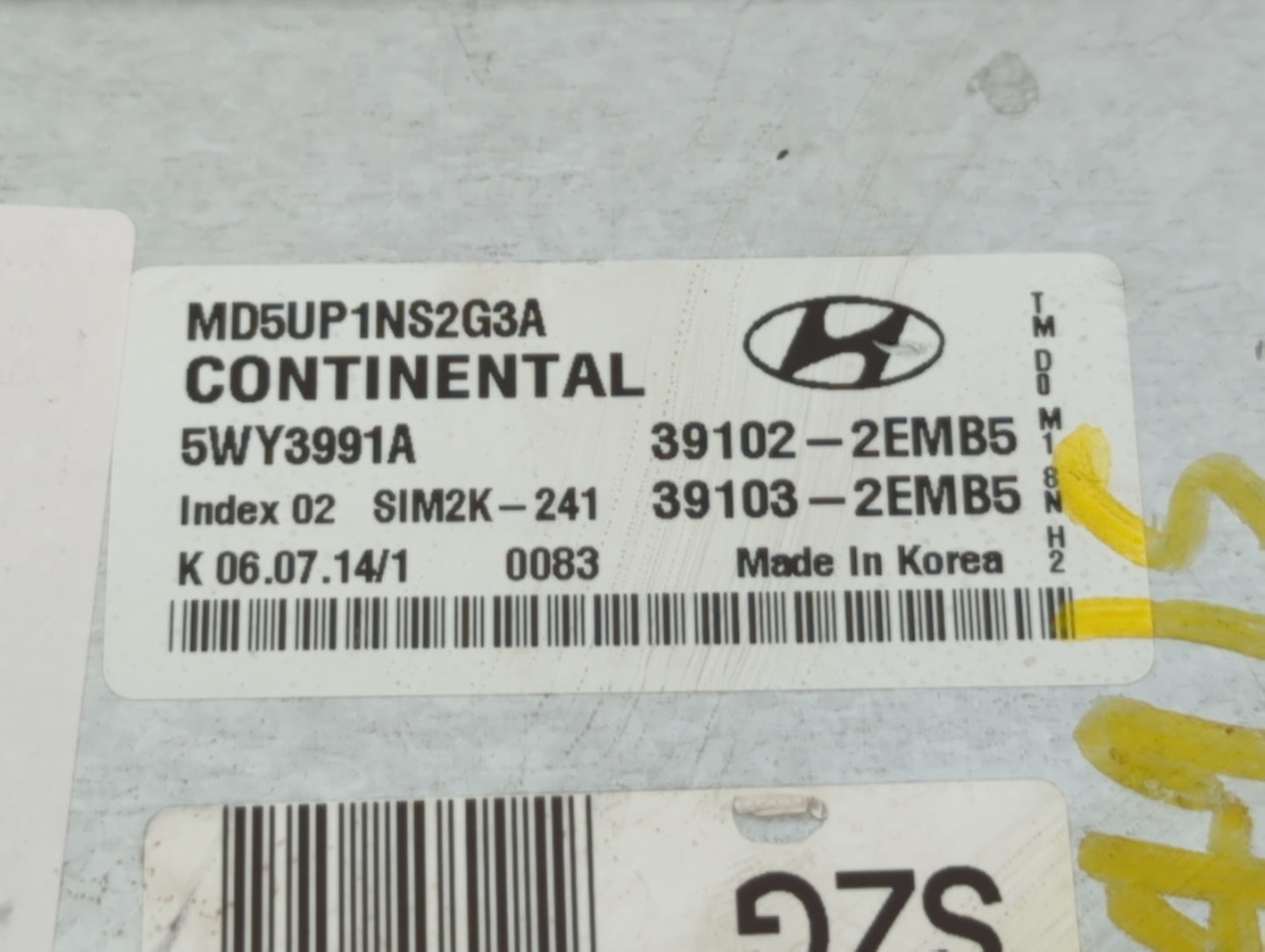 2014-2016 Hyundai Elantra PCM Engine Control Computer ECU ECM PCU OEM P/N:39103-2EMB5 39102-2EMB5 Fits Fits 2014 2015 2016 O