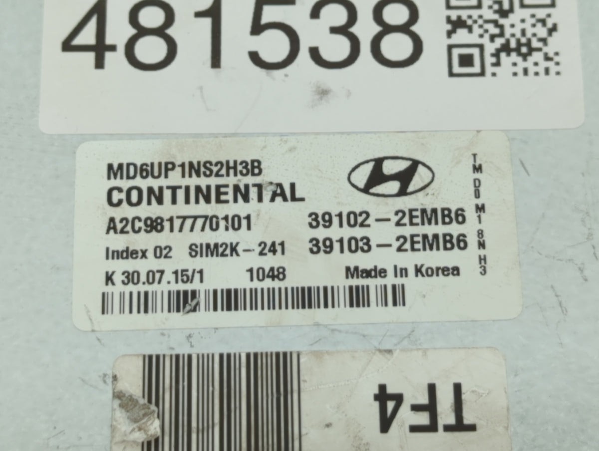 2014-2016 Hyundai Elantra PCM Engine Control Computer ECU ECM PCU OEM P/N:39102-2EMB6 39103-2EMB6, 39103-2EMB5 Fits 2014 201