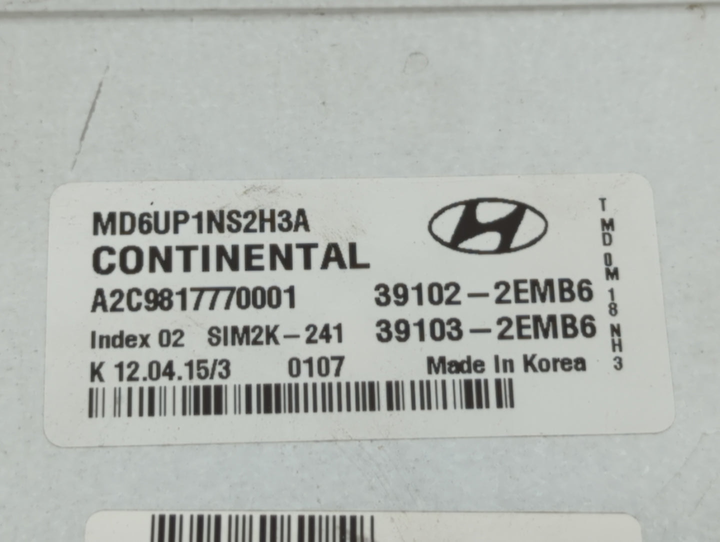 2014-2016 Hyundai Elantra PCM Engine Control Computer ECU ECM PCU OEM P/N:39103-2EMB6 39102-2EMB6 Fits Fits 2014 2015 2016 O