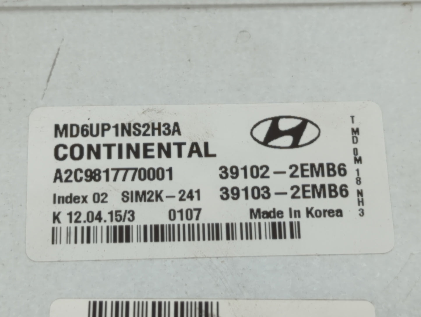 2014-2016 Hyundai Elantra PCM Engine Control Computer ECU ECM PCU OEM P/N:39103-2EMB6 39102-2EMB6 Fits Fits 2014 2015 2016 O