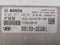 2016-2017 Hyundai Elantra PCM Engine Control Computer ECU ECM PCU OEM P/N:39133-2EGB1 Fits Fits 2016 2017 OEM Used Auto Part
