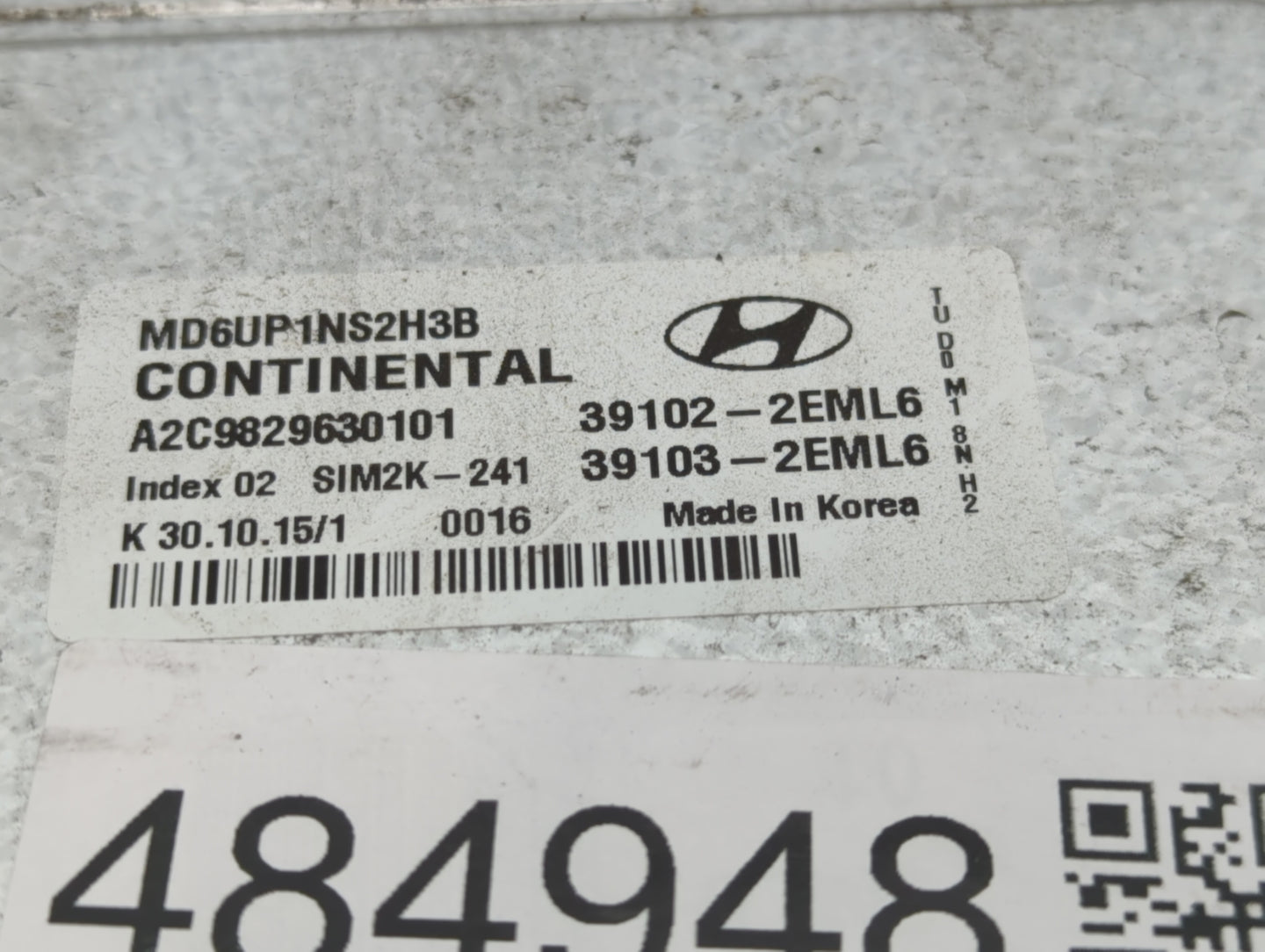2015-2016 Hyundai Elantra PCM Engine Control Computer ECU ECM PCU OEM P/N:39102-2ML6 39101-2EML6 Fits Fits 2015 2016 OEM Use