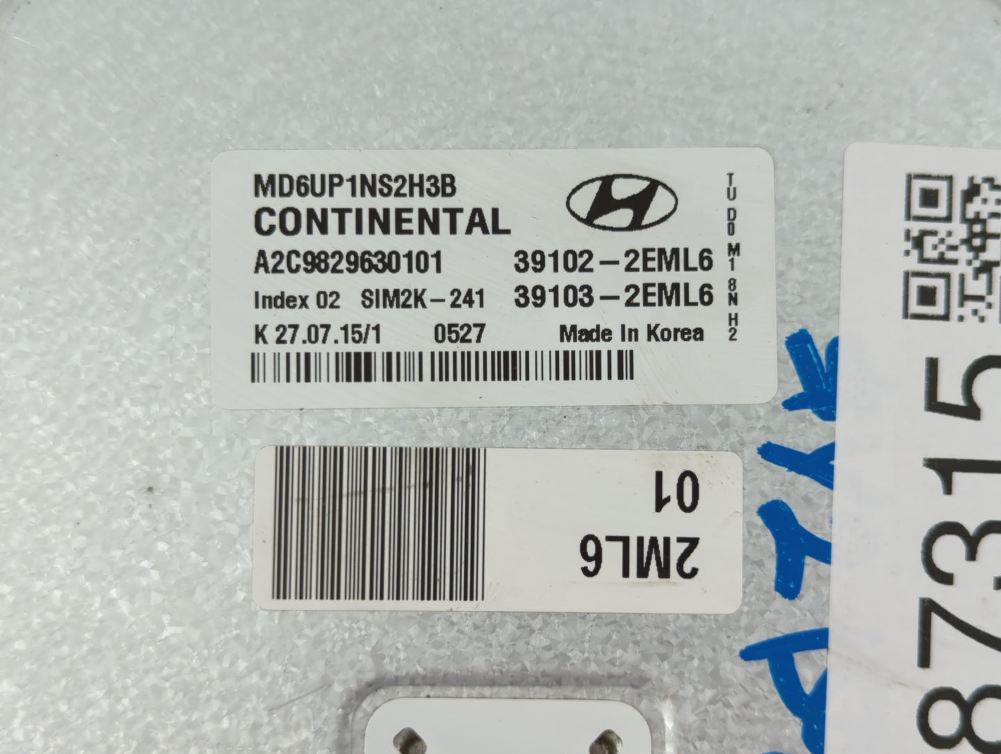 2014-2016 Hyundai Elantra PCM Engine Control Computer ECU ECM PCU OEM P/N:39103-2EML6 39102-2EML6 Fits Fits 2014 2015 2016 O
