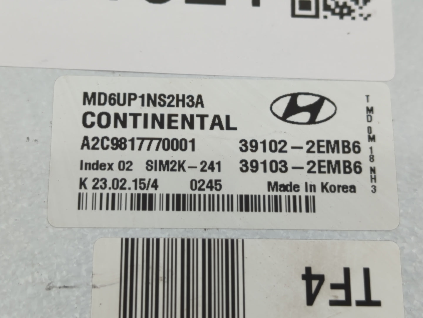 2014-2016 Hyundai Elantra PCM Engine Control Computer ECU ECM PCU OEM P/N:39103-2EMB6 39102-2EMB6 Fits Fits 2014 2015 2016 O