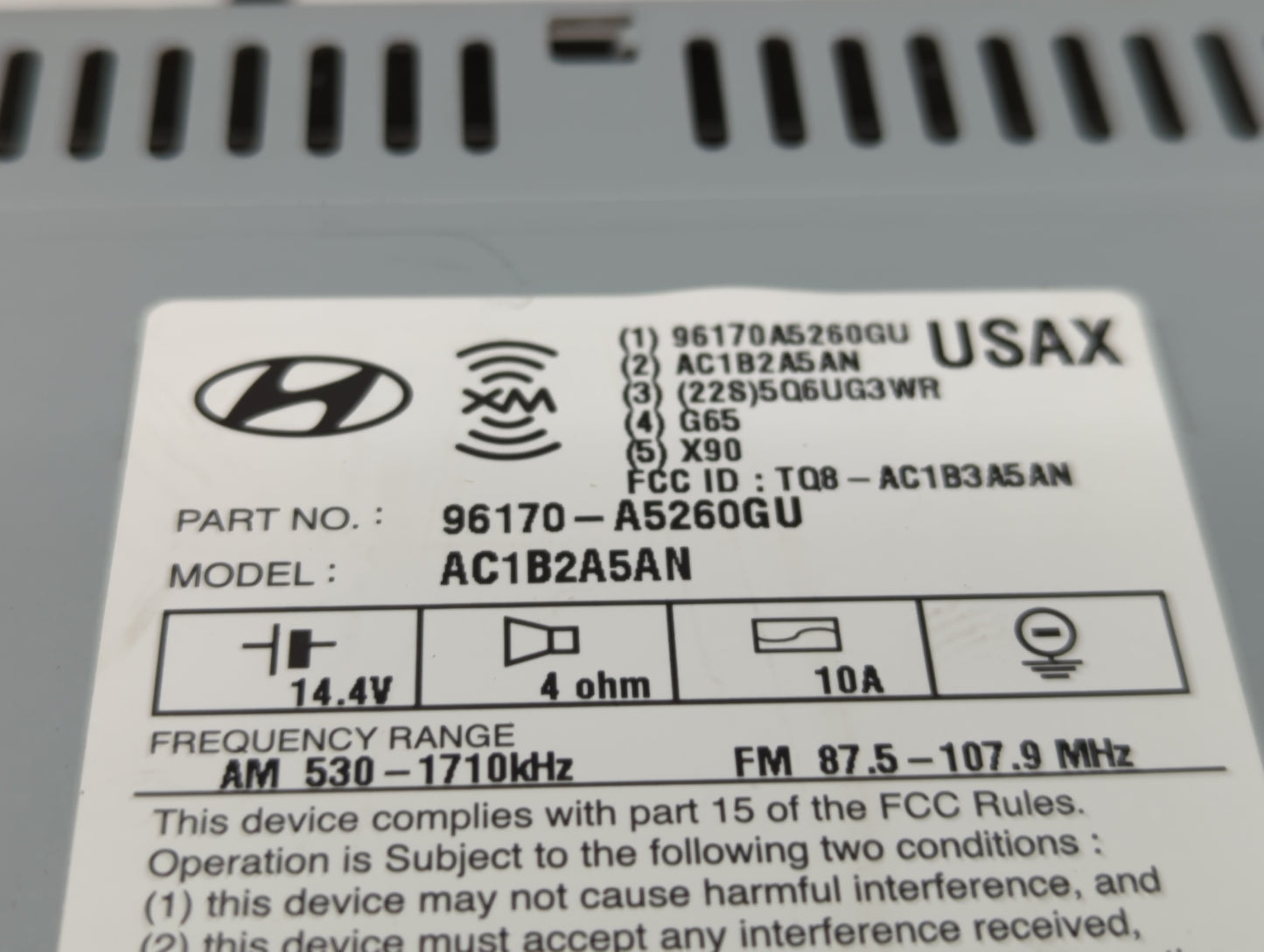 2016-2017 Hyundai Elantra Radio AM FM Cd Player Receiver Replacement P/N:96170-A5260GU Fits Fits 2016 2017 OEM Used Auto Par