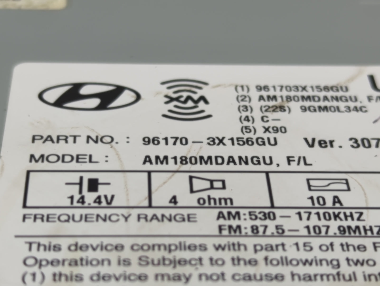 2014-2016 Hyundai Elantra Radio AM FM Cd Player Receiver Replacement P/N:96170-3X156GU Fits Fits 2014 2015 2016 OEM Used Aut