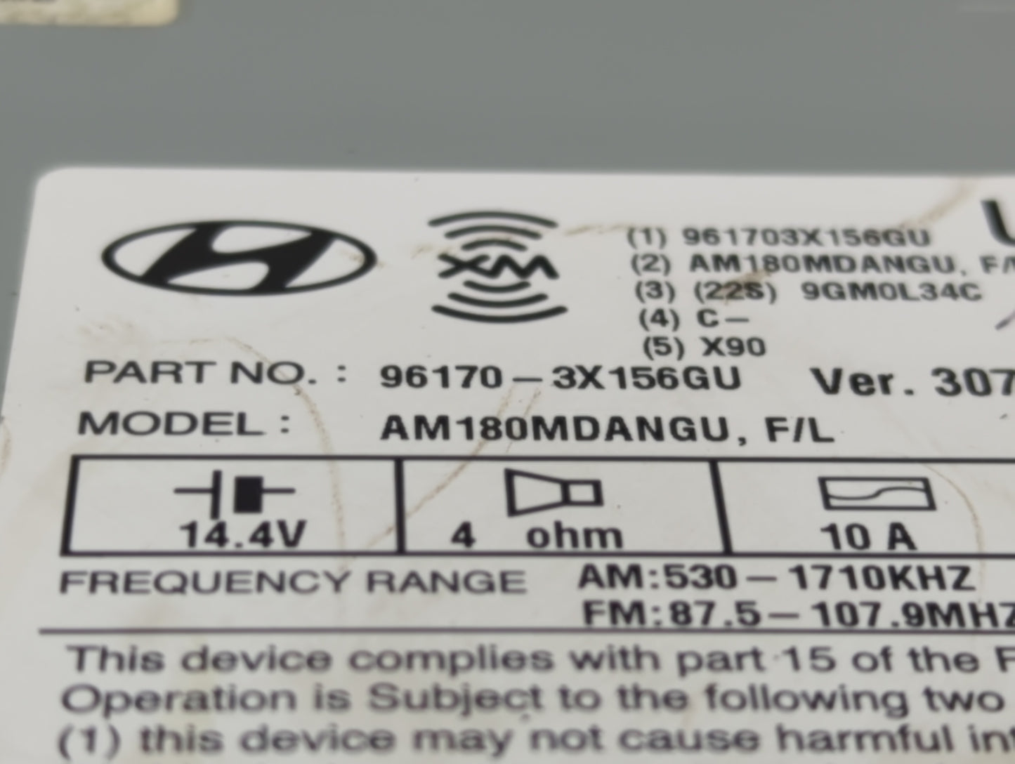 2014-2016 Hyundai Elantra Radio AM FM Cd Player Receiver Replacement P/N:96170-3X156GU Fits Fits 2014 2015 2016 OEM Used Aut