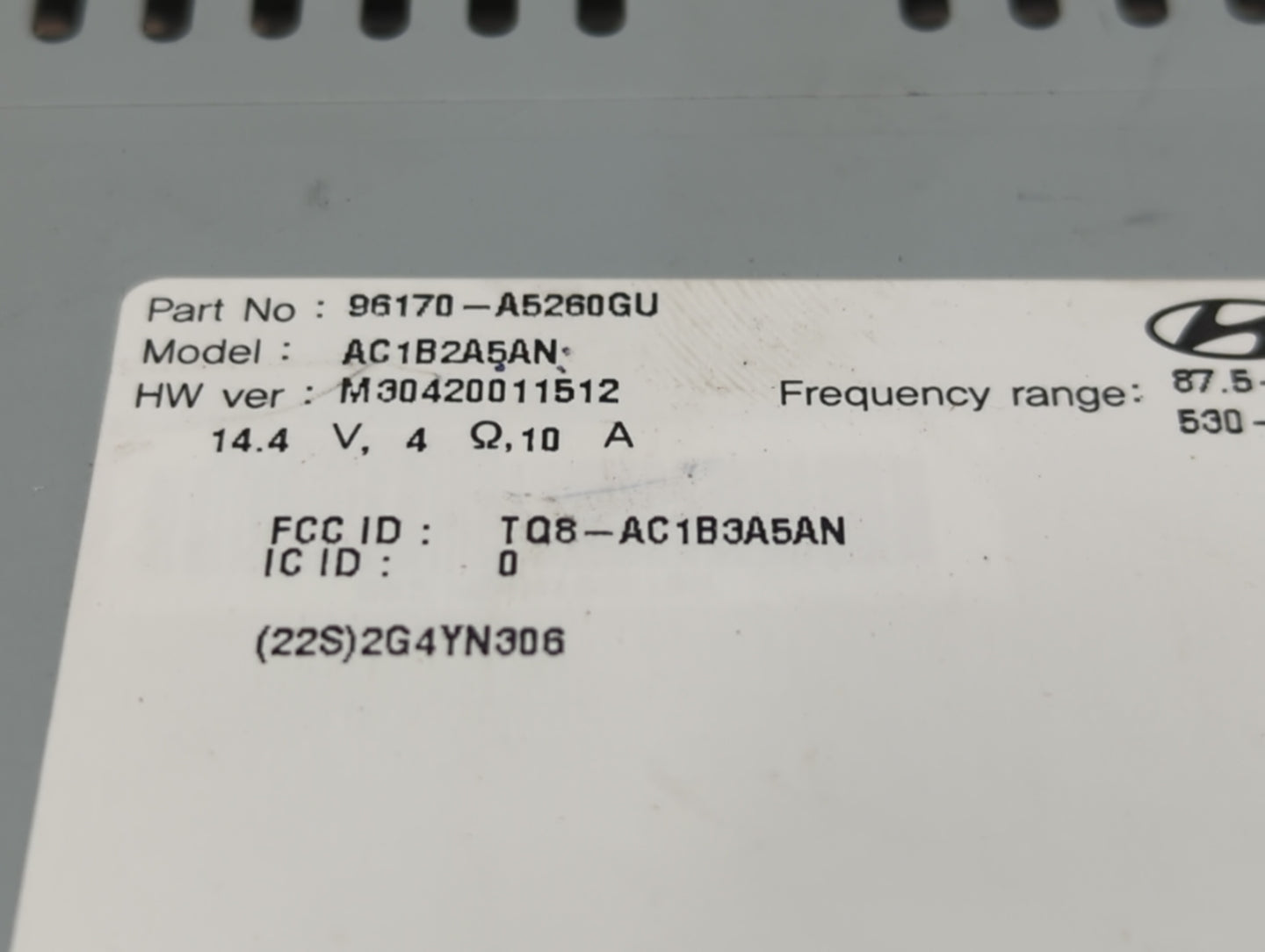 2016-2017 Hyundai Elantra Radio AM FM Cd Player Receiver Replacement P/N:96170-A5260GU Fits Fits 2016 2017 OEM Used Auto Par