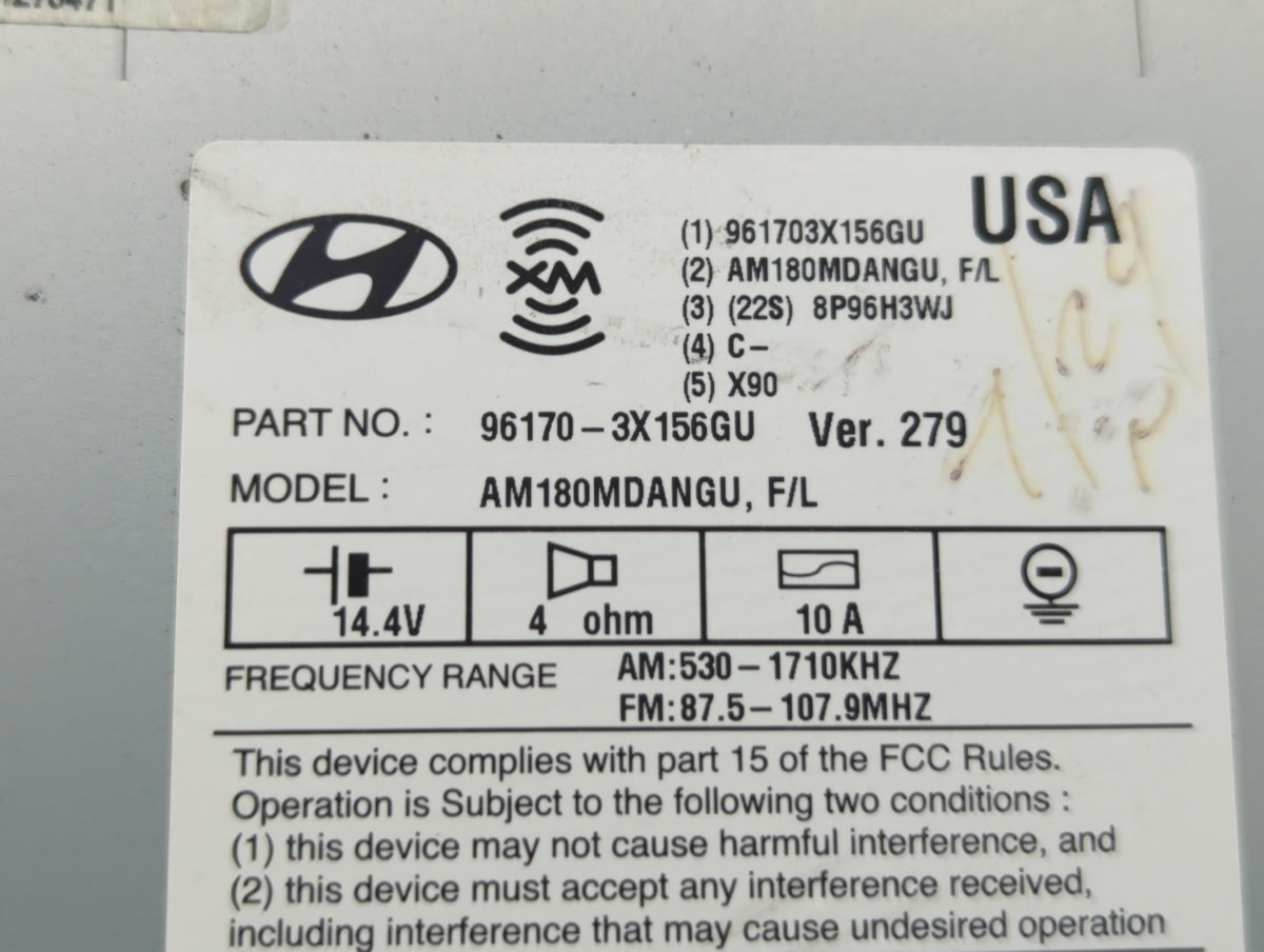 2014-2016 Hyundai Elantra Radio AM FM Cd Player Receiver Replacement P/N:96170-3X156GU Fits Fits 2014 2015 2016 OEM Used Aut