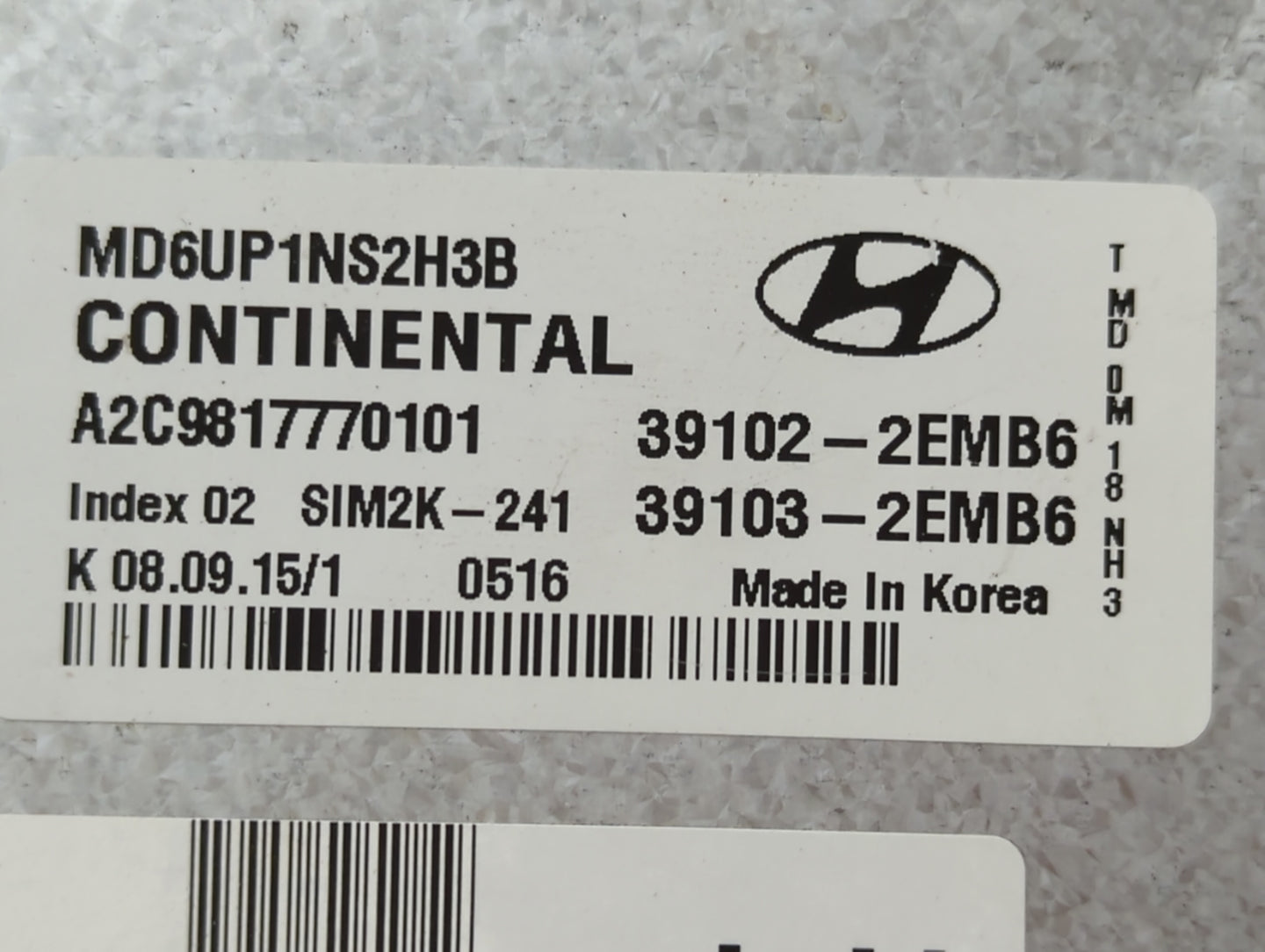 2014-2016 Hyundai Elantra PCM Engine Control Computer ECU ECM PCU OEM P/N:39103-2EMB6 39102-2EMB6 Fits Fits 2014 2015 2016 O