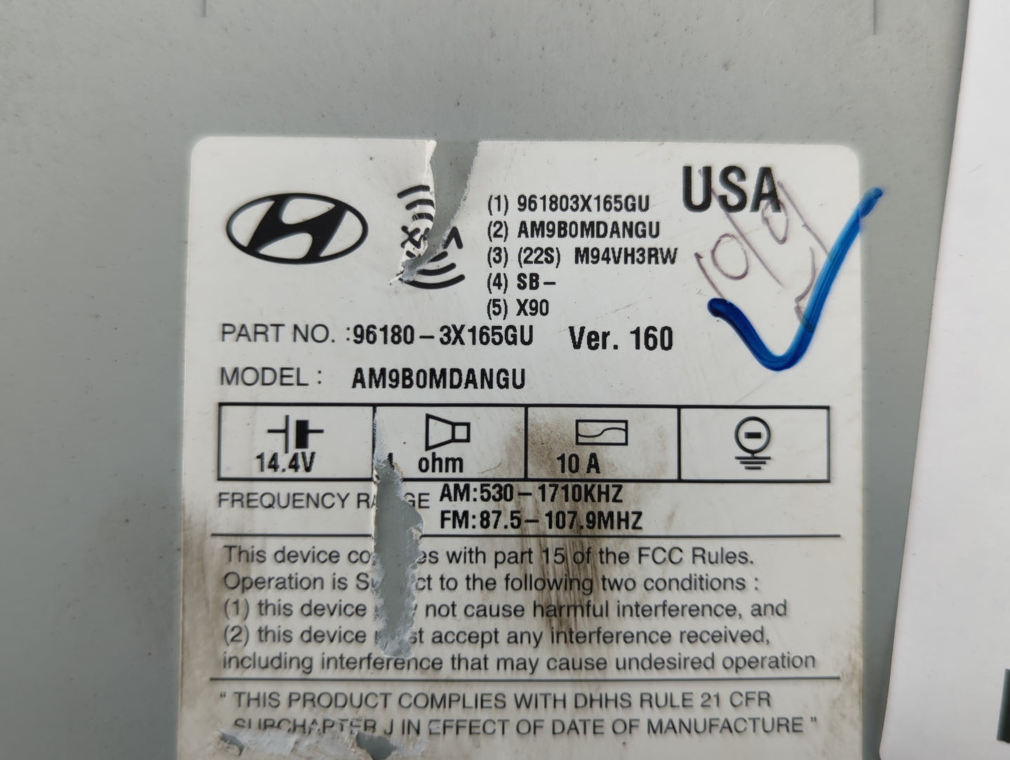 2014-2016 Hyundai Elantra Am Fm Cd Player Radio Receiver - Oemusedautoparts1.com