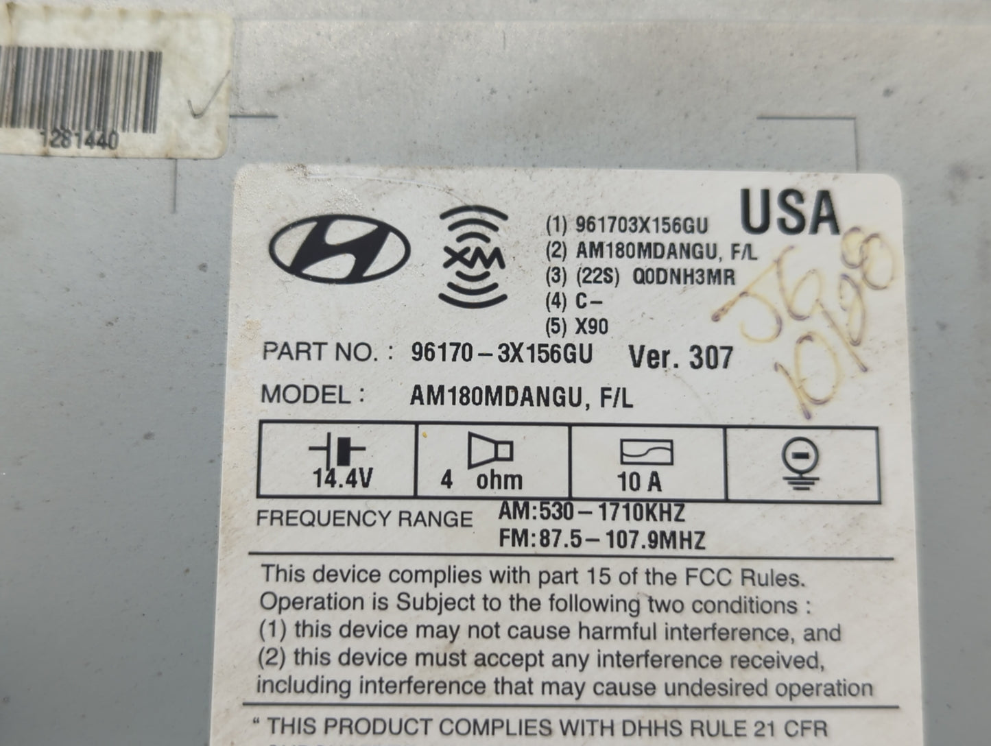 2014-2016 Hyundai Elantra Am Fm Cd Player Radio Receiver - Oemusedautoparts1.com