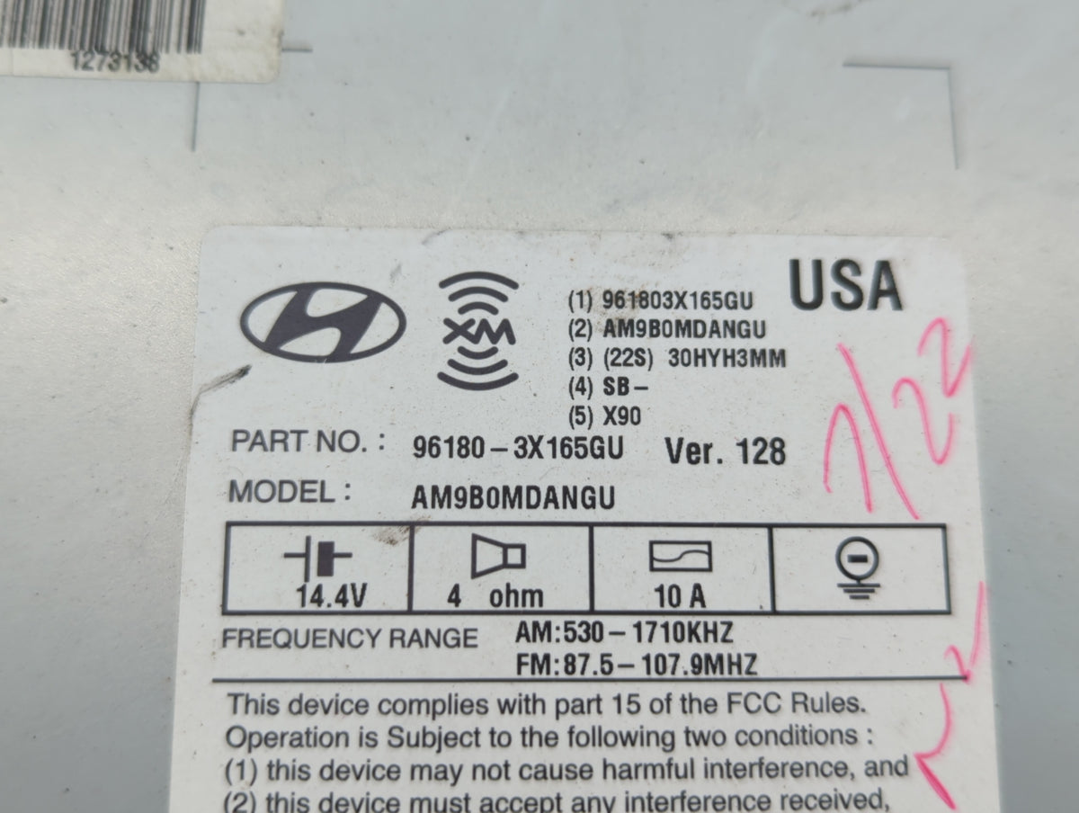 2014-2016 Hyundai Elantra Am Fm Cd Player Radio Receiver 530928 - Oemusedautoparts1.com