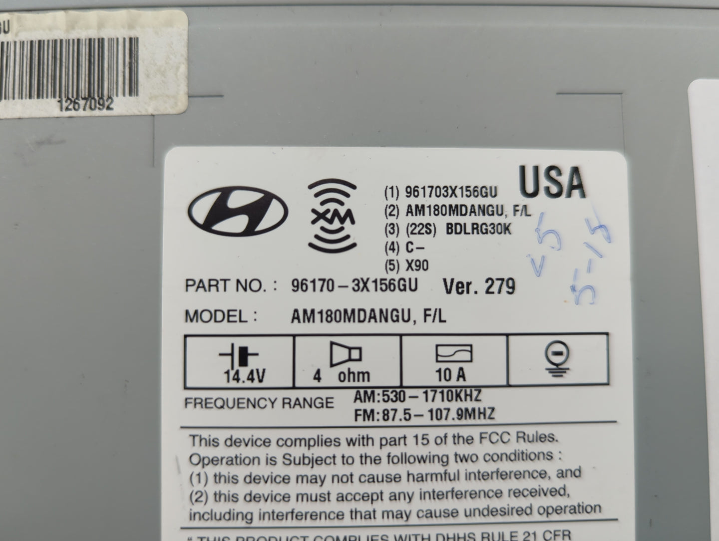 2014-2016 Hyundai Elantra Am Fm Cd Player Radio Receiver - Oemusedautoparts1.com