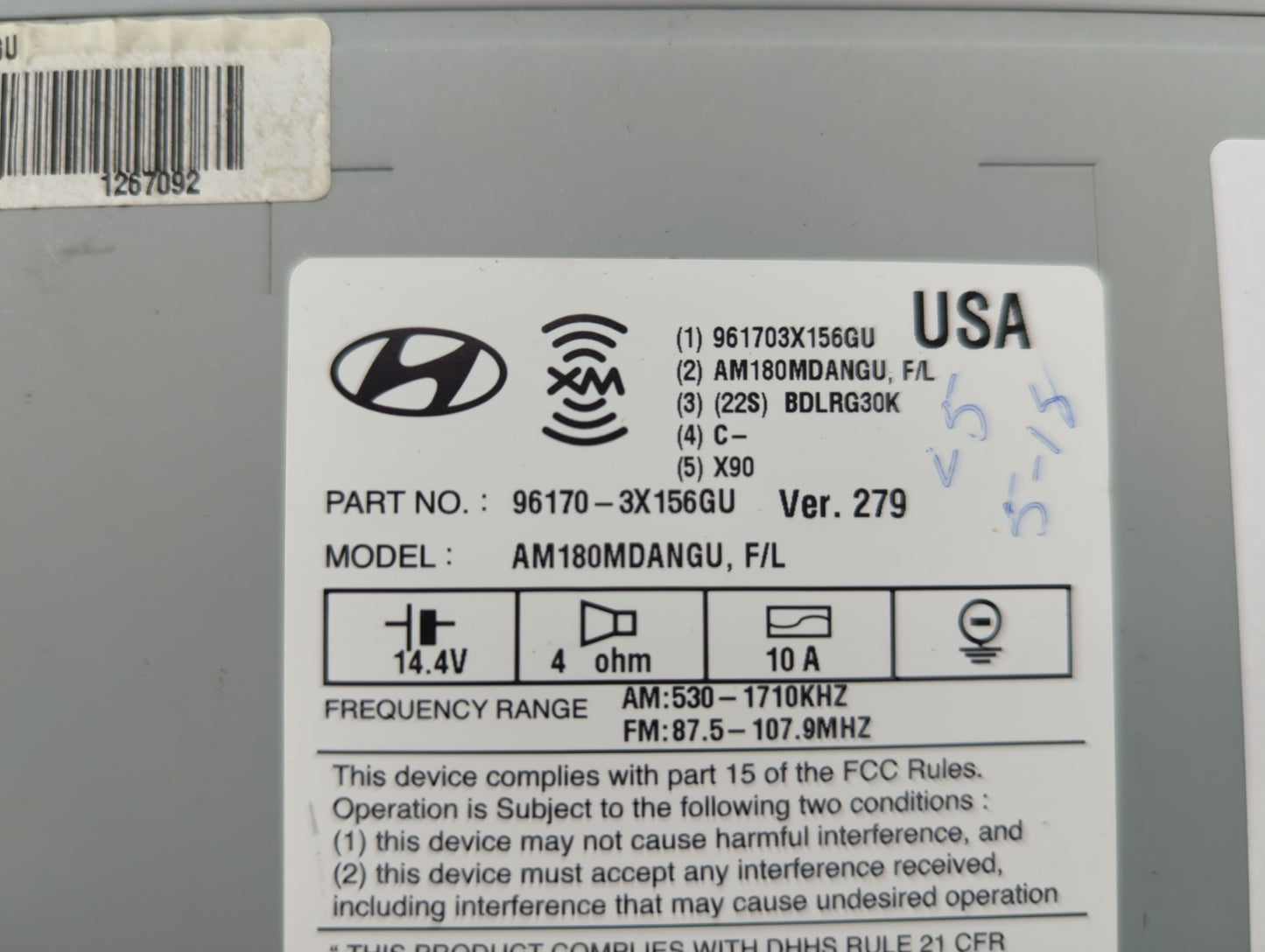 2014-2016 Hyundai Elantra Am Fm Cd Player Radio Receiver - Oemusedautoparts1.com