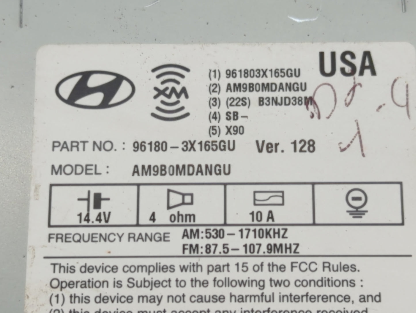 2014-2016 Hyundai Elantra Radio AM FM Cd Player Receiver Replacement P/N:96180-3X175GU Fits Fits 2014 2015 2016 OEM Used Aut