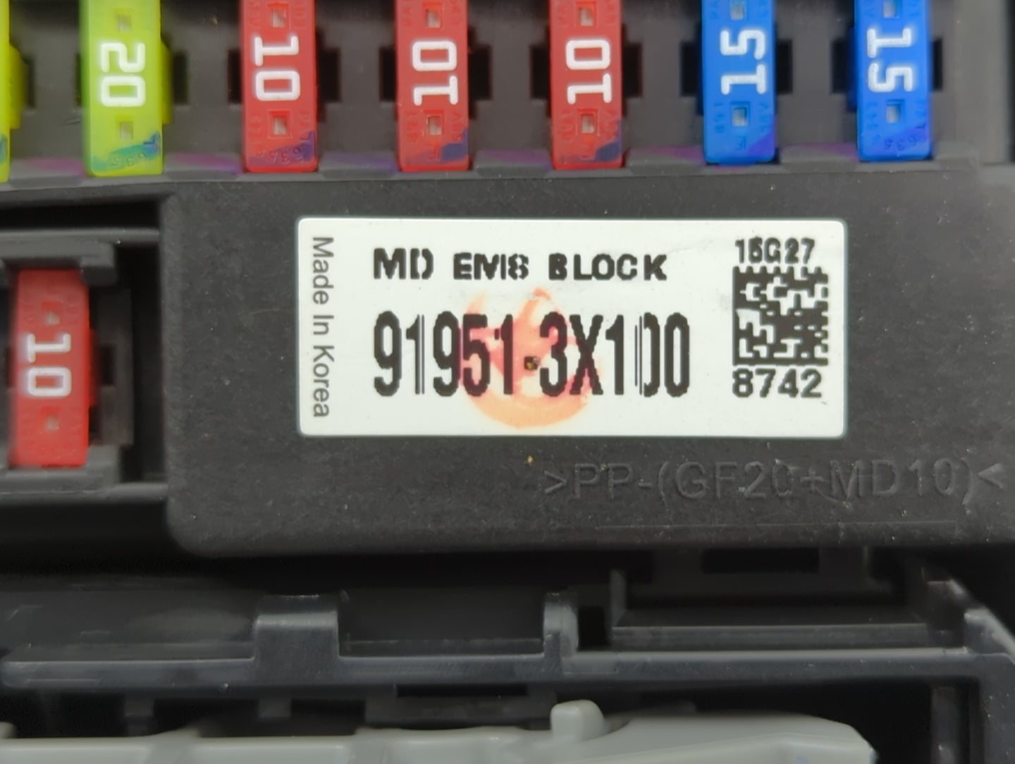 2014-2016 Hyundai Elantra Fusebox Fuse Box Panel Relay Module P/N:91951-3X100 Fits Fits 2014 2015 2016 OEM Used Auto Parts -