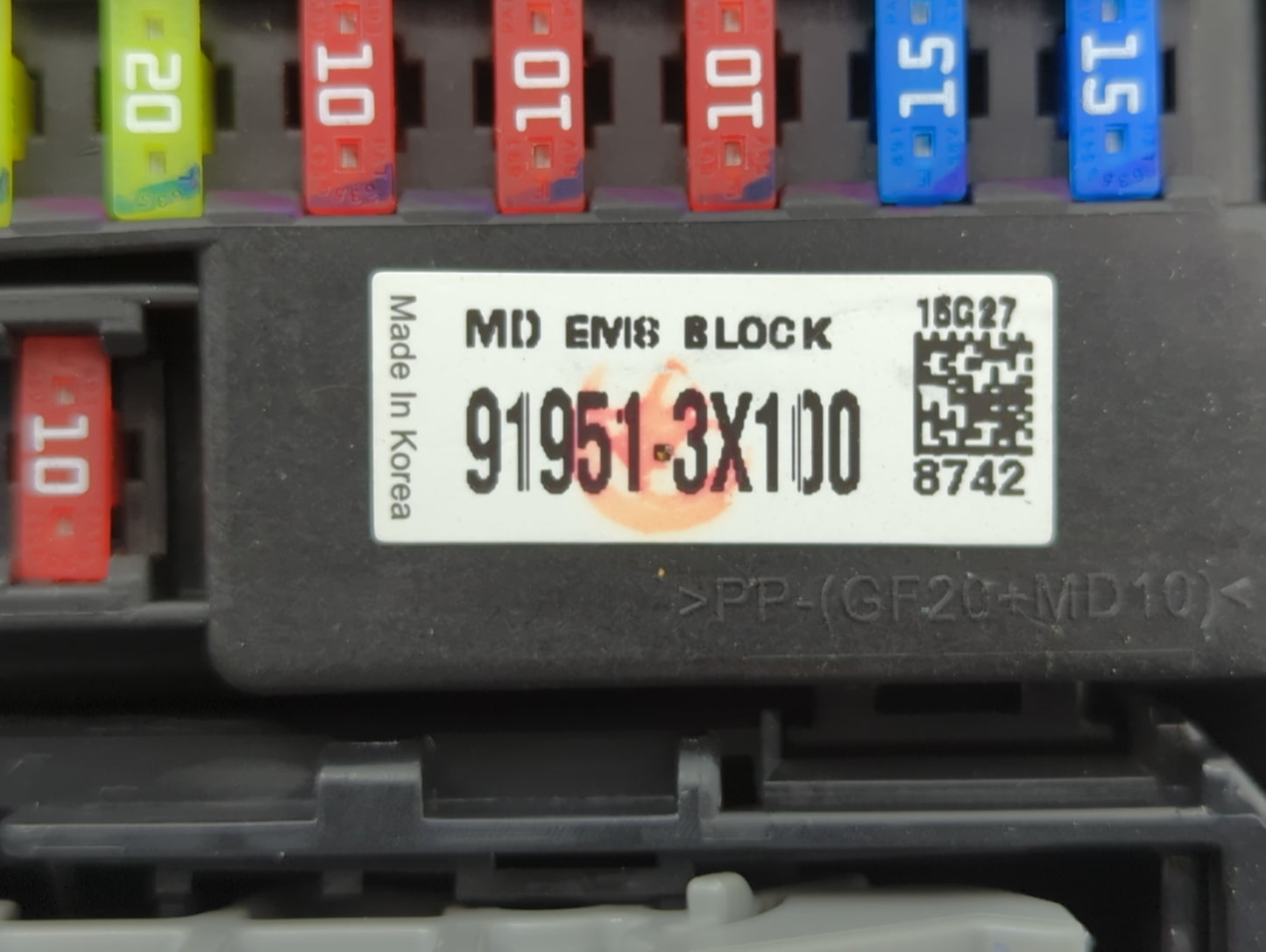 2014-2016 Hyundai Elantra Fusebox Fuse Box Panel Relay Module P/N:91951-3X100 Fits Fits 2014 2015 2016 OEM Used Auto Parts -