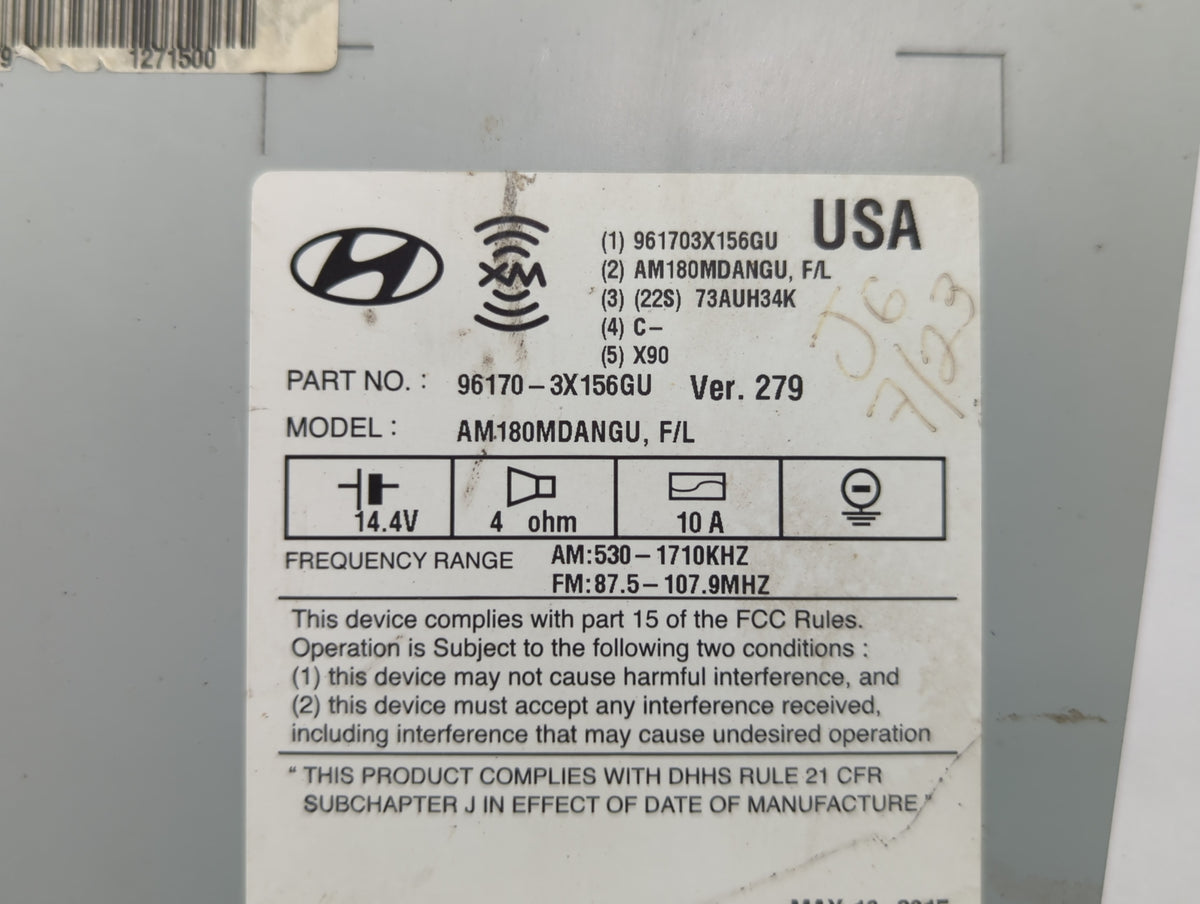 2014-2016 Hyundai Elantra Am Fm Cd Player Radio Receiver 591850 - Oemusedautoparts1.com